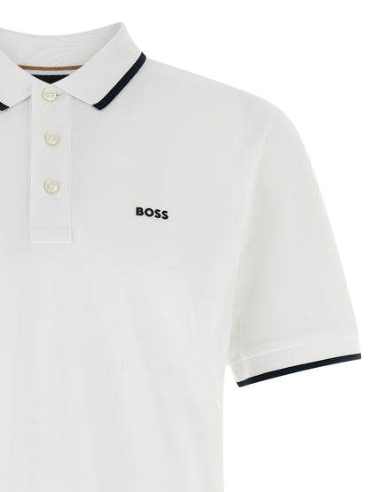 Polo Shirt by Hugo Boss for men in organic cotton white presents a sleek silhouette, featuring a refined and for a sleek finish.