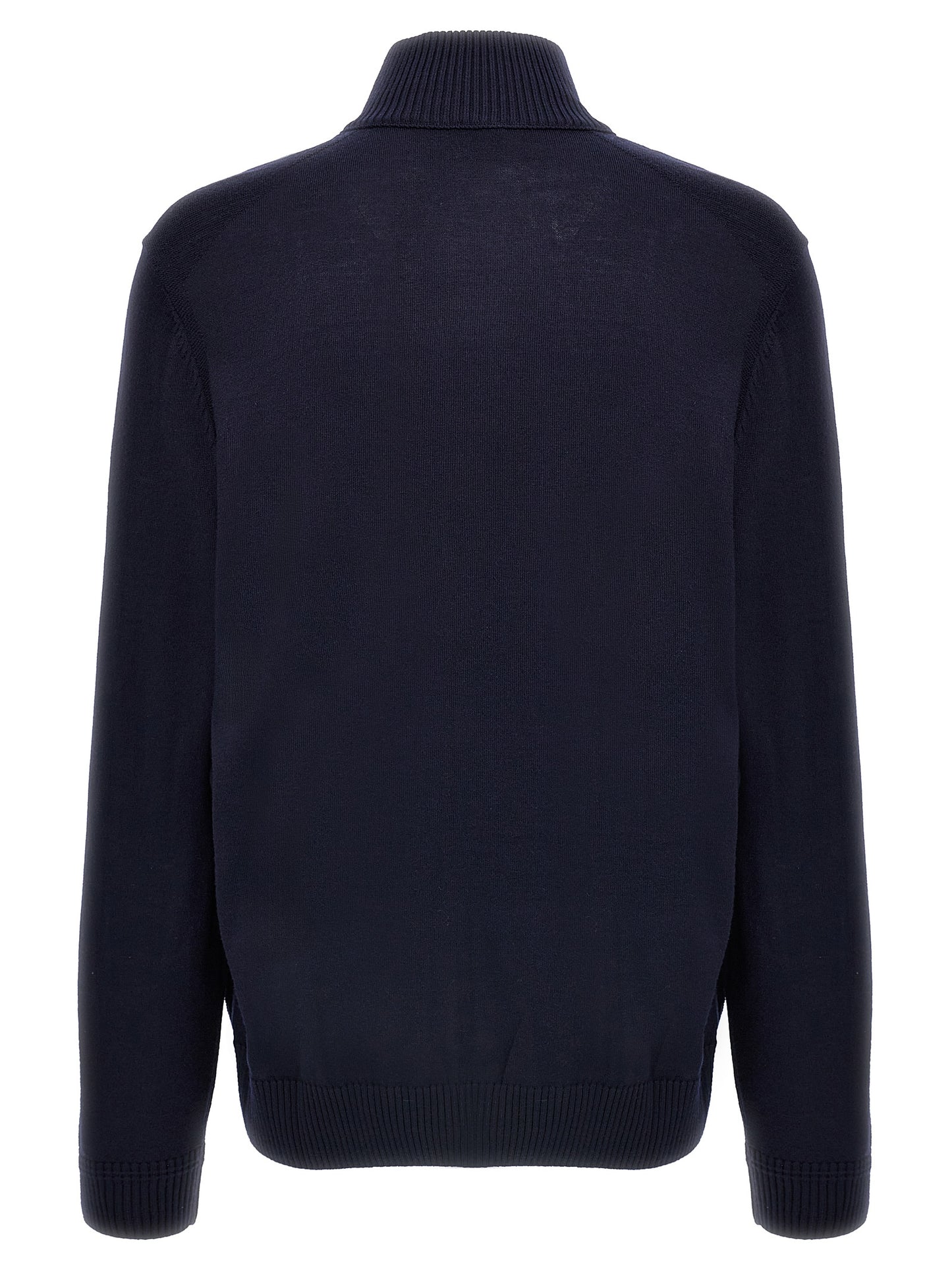 Cardigan by Hugo Boss for men in wool blue presents a textural silhouette, artfully finished with a textural and for a sophisticated, textural look.