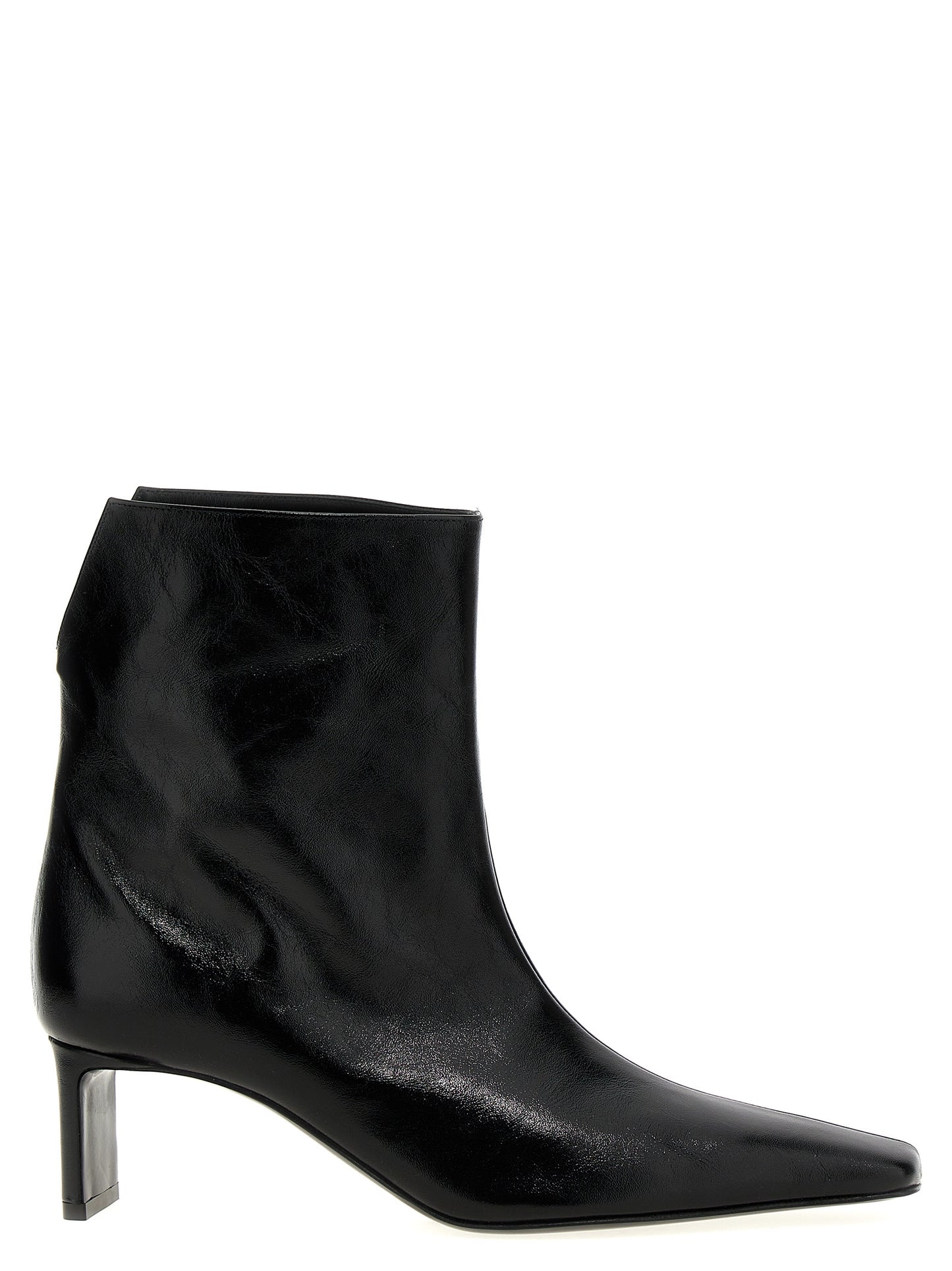 Ankle Boots by Khaite for women in calfskin leather black showcases a ergonomic silhouette from the Women's Calfskin Leather Ankle Boots collection, featuring a ergonomic and a ergonomic square toe style.