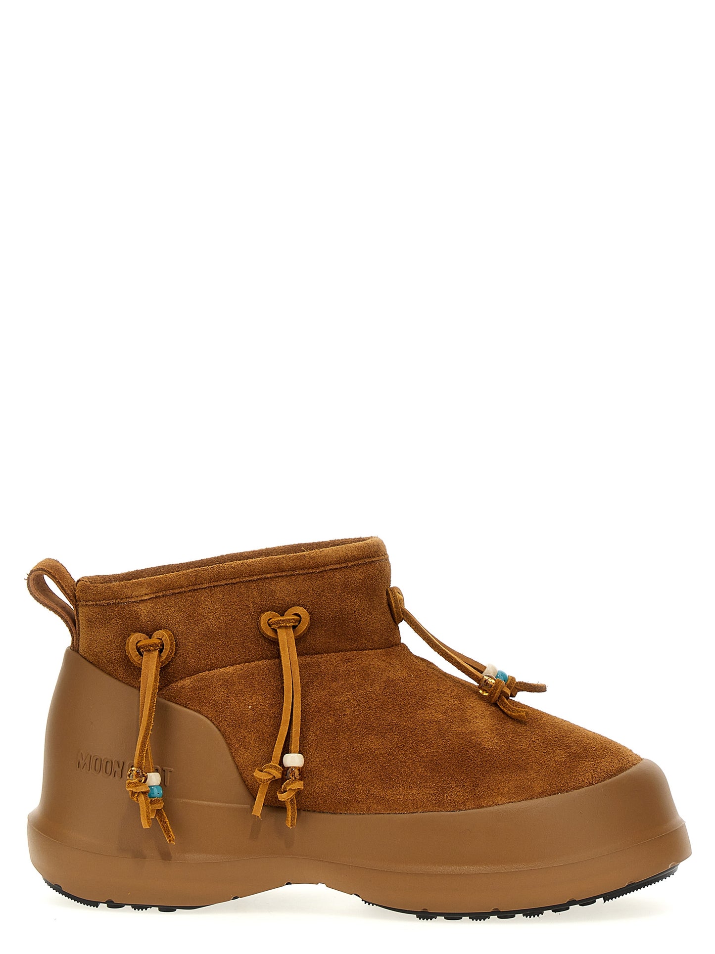Moon Boot Women's Suede Leather & Fur Flat Ankle Winter Boots - Brown
