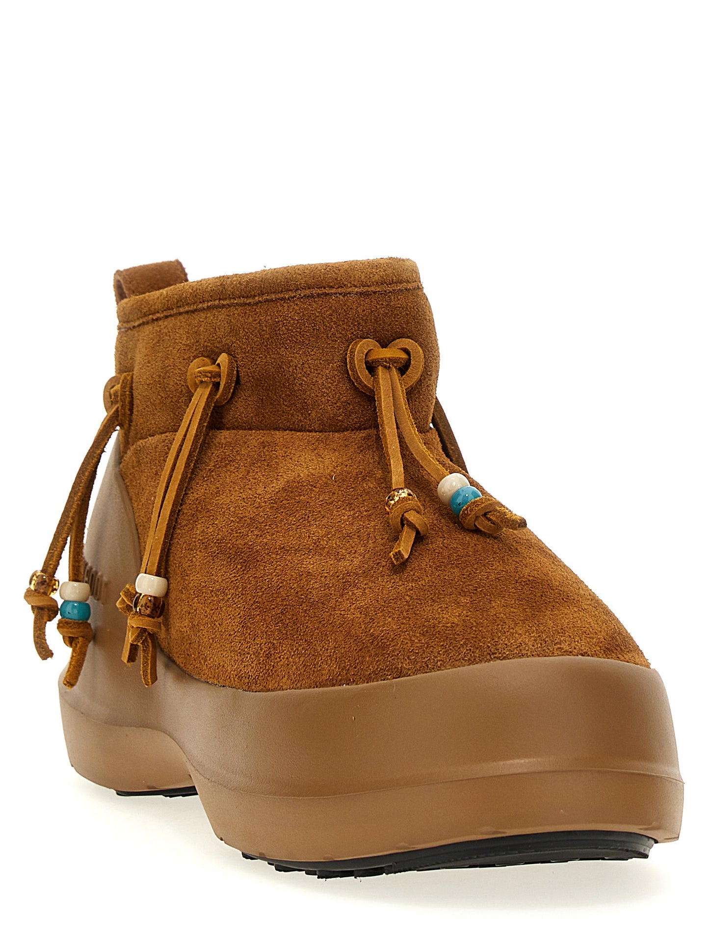 Moon Boot Women's Suede Leather & Fur Flat Ankle Winter Boots - Brown