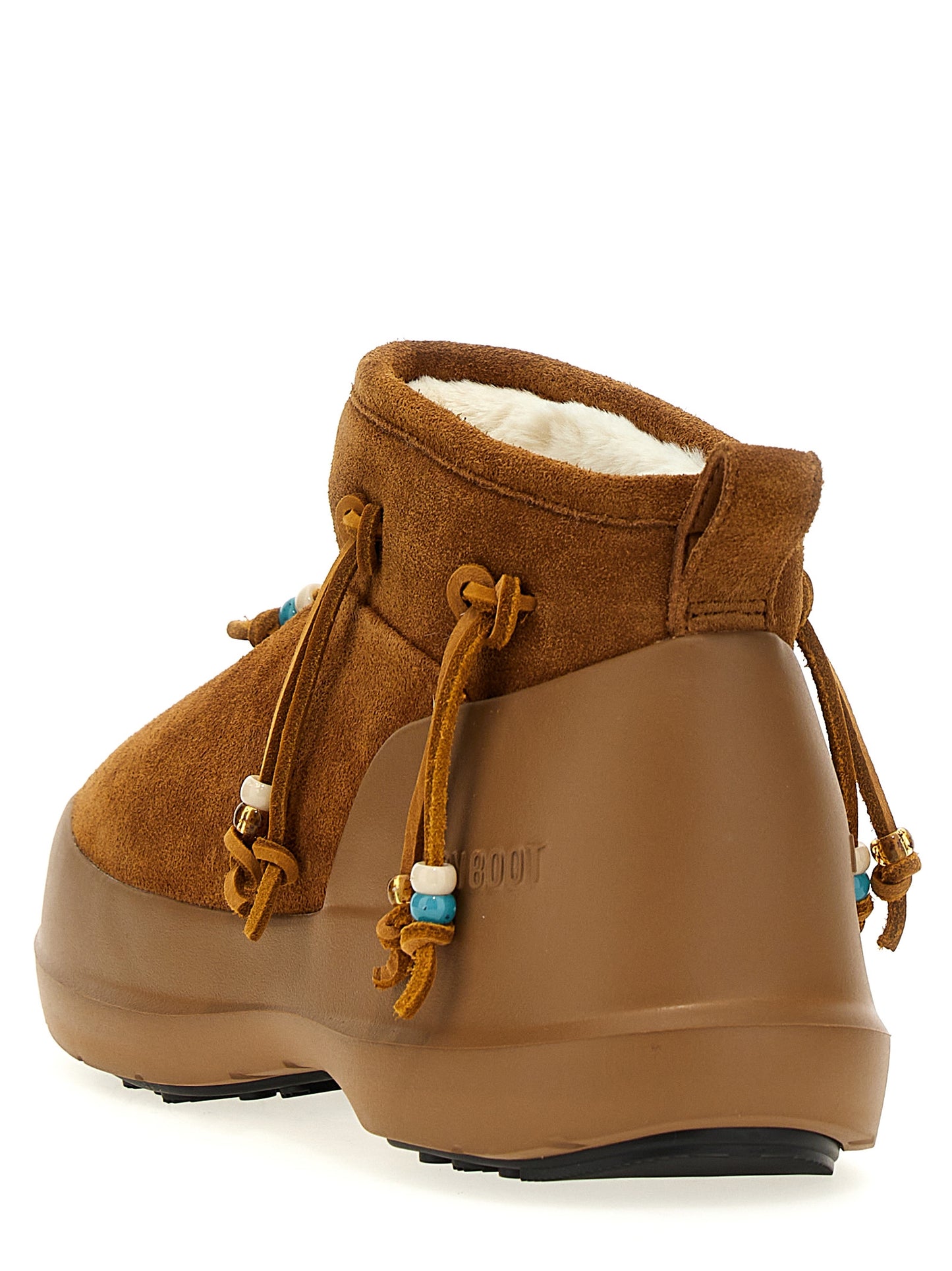 Moon Boot Women's Suede Leather & Fur Flat Ankle Winter Boots - Brown