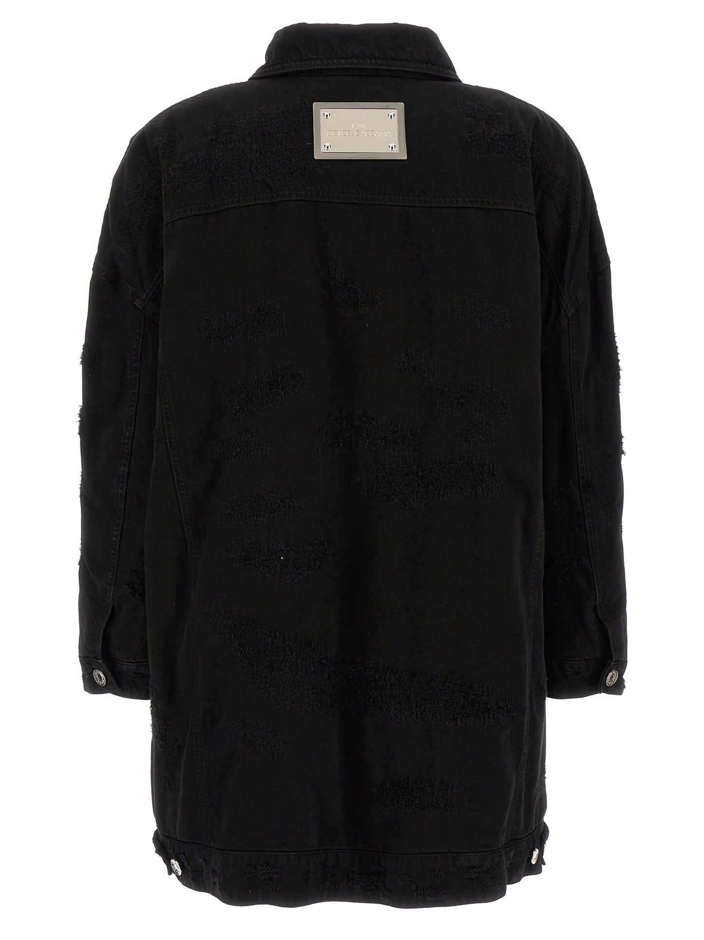 Trucker Jacket by Dolce & Gabbana for women in satin denim cotton black & print features an contemporary silhouette, showcasing a sophisticated and contemporary pockets & insulated for a truly refined look.