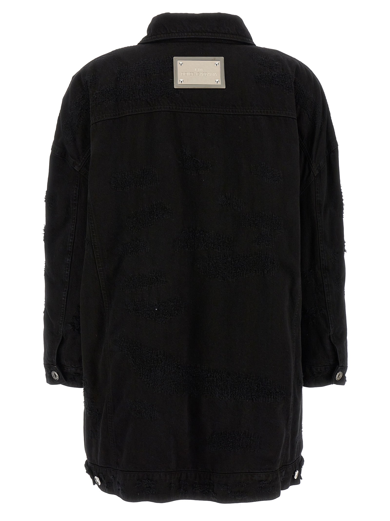 Trucker Jacket by Dolce & Gabbana for women in satin denim cotton black & print features an contemporary silhouette, showcasing a sophisticated and contemporary pockets & insulated for a truly refined look.