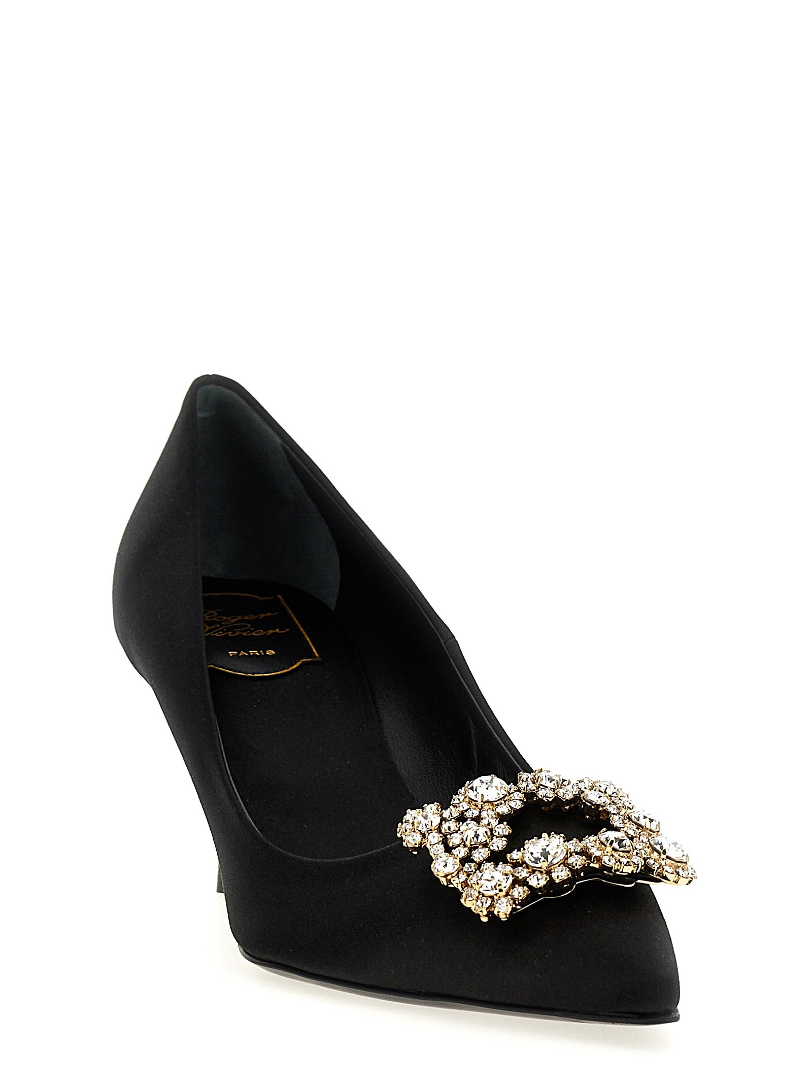 This Mid-Heel Pumps Heels by Roger Vivier for women in viscose silk satin black presents a effortlessly chic silhouette from the Efflorescence Women's Viscose Silk Satin Mid-Heel Pumps Heels collection, featuring a effortlessly chic mid-heel and effortlessly chic pointed toe style.