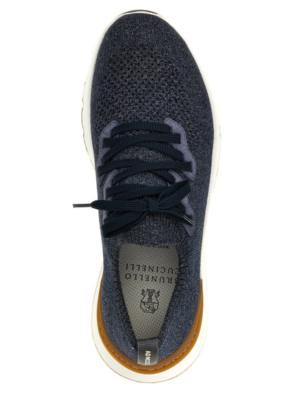 Brunello Cucinelli Men's Slip On Stretch Polyamide Cotton Athletic Sneakers - Blue