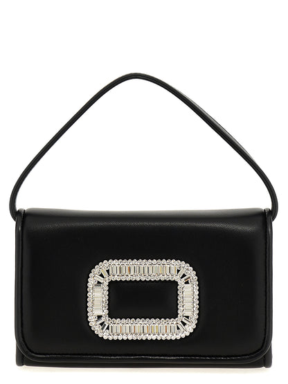 Micro Flap Handbag by Roger Vivier for women in polyester & lamb leather black features a exquisite silhouette, showcasing a secure flap & magnetic and exquisite with versatile shoulder-strap & handle for a exquisite finish.
