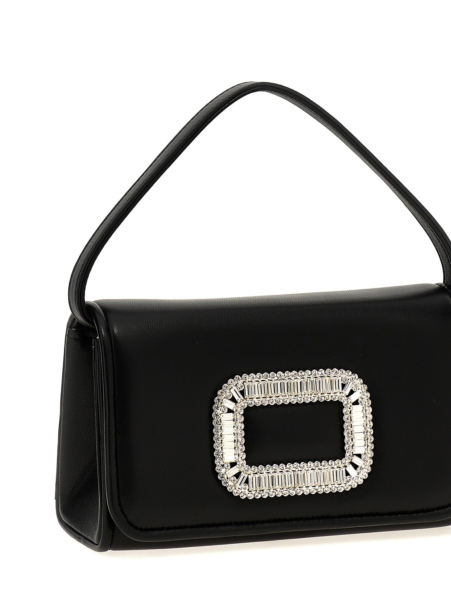 Micro Flap Handbag by Roger Vivier for women in polyester & lamb leather black features a exquisite silhouette, showcasing a secure flap & magnetic and exquisite with versatile shoulder-strap & handle for a exquisite finish.