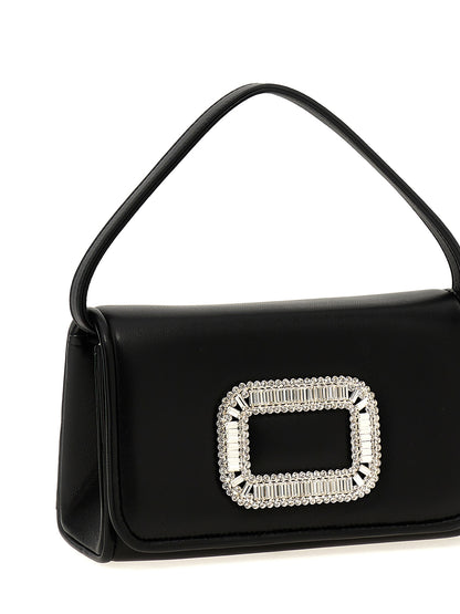 Micro Flap Handbag by Roger Vivier for women in polyester & lamb leather black features a exquisite silhouette, showcasing a secure flap & magnetic and exquisite with versatile shoulder-strap & handle for a exquisite finish.