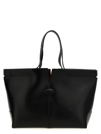 Shopper Tote Clutch Bag by Tod's for women in suede calfskin leather black features a urban sophisticate Di Bag Folio Suede Calfskin Leather Shopper Tote Clutch design with a secure zipper, ample , and versatile handle for a urban sophisticate finish.