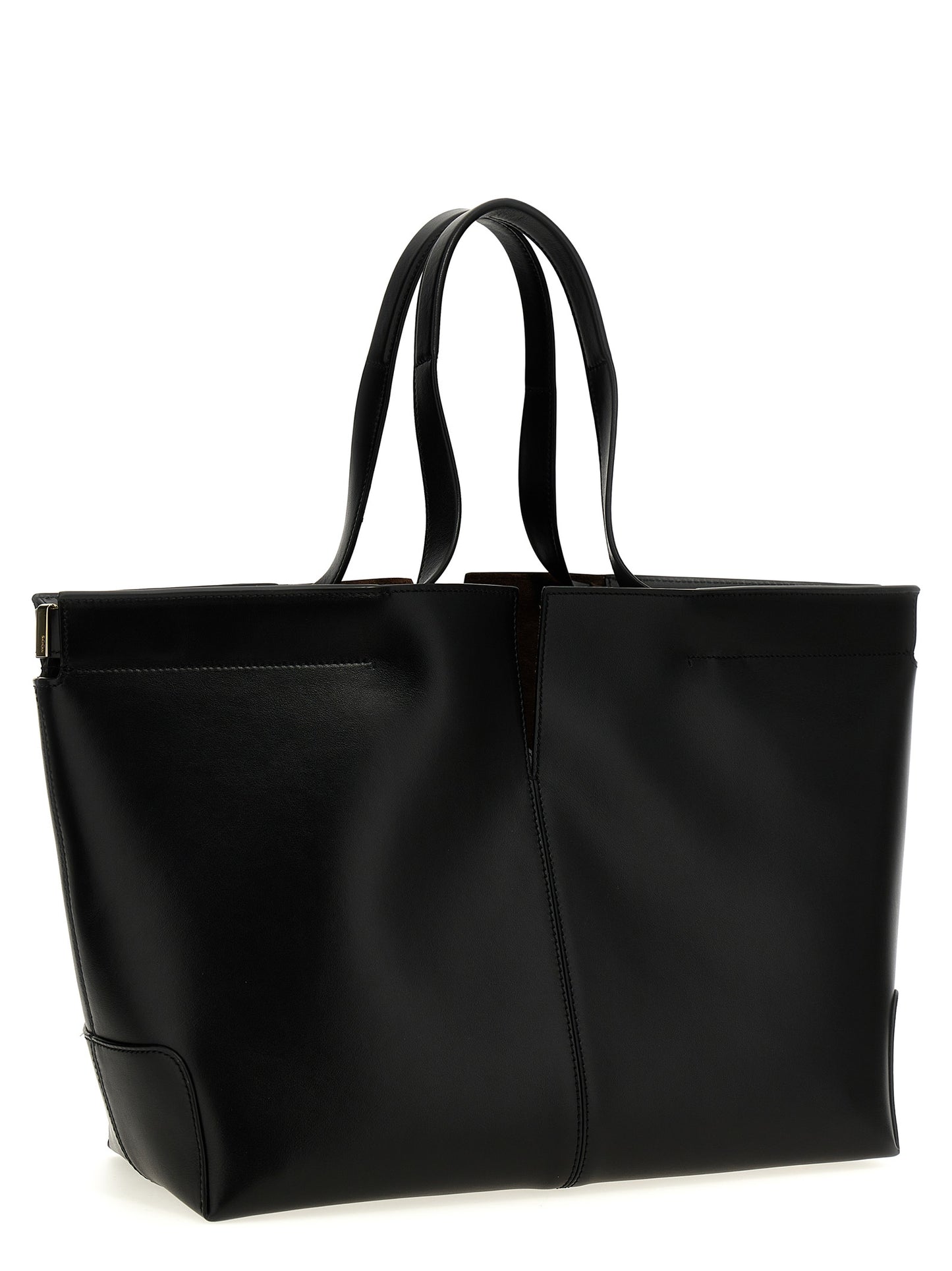 Shopper Tote Clutch Bag by Tod's for women in suede calfskin leather black features a distinguished Di Bag Folio Suede Calfskin Leather Shopper Tote Clutch design, complete with a secure zipper, ample , and versatile handle for a distinguished look.
