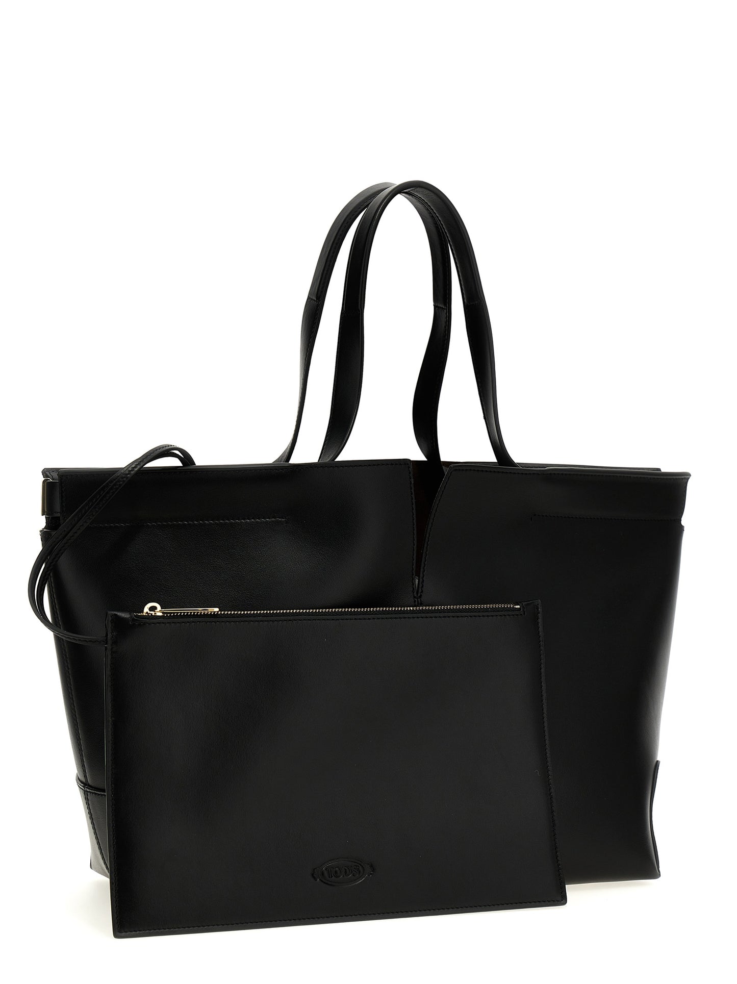 Shopper Tote Clutch Bag by Tod's for women in suede calfskin leather black features an metropolitan chic Di Bag Folio Suede Calfskin Leather Shopper Tote Clutch design with a secure zipper, metropolitan chic , and versatile handle for a metropolitan chic look.