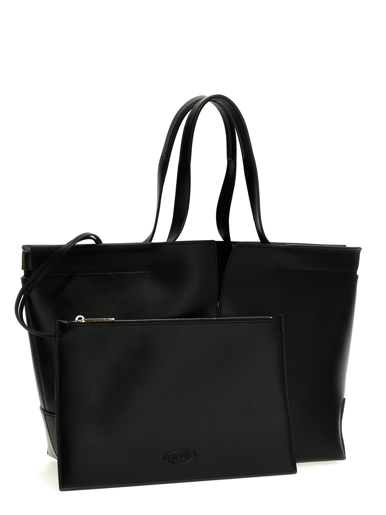 Shopper Tote Clutch Bag by Tod's for women in suede calfskin leather black features an metropolitan chic Di Bag Folio Suede Calfskin Leather Shopper Tote Clutch design with a secure zipper, metropolitan chic , and versatile handle for a metropolitan chic look.