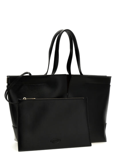Shopper Tote Clutch Bag by Tod's for women in suede calfskin leather black features an metropolitan chic Di Bag Folio Suede Calfskin Leather Shopper Tote Clutch design with a secure zipper, metropolitan chic , and versatile handle for a metropolitan chic look.