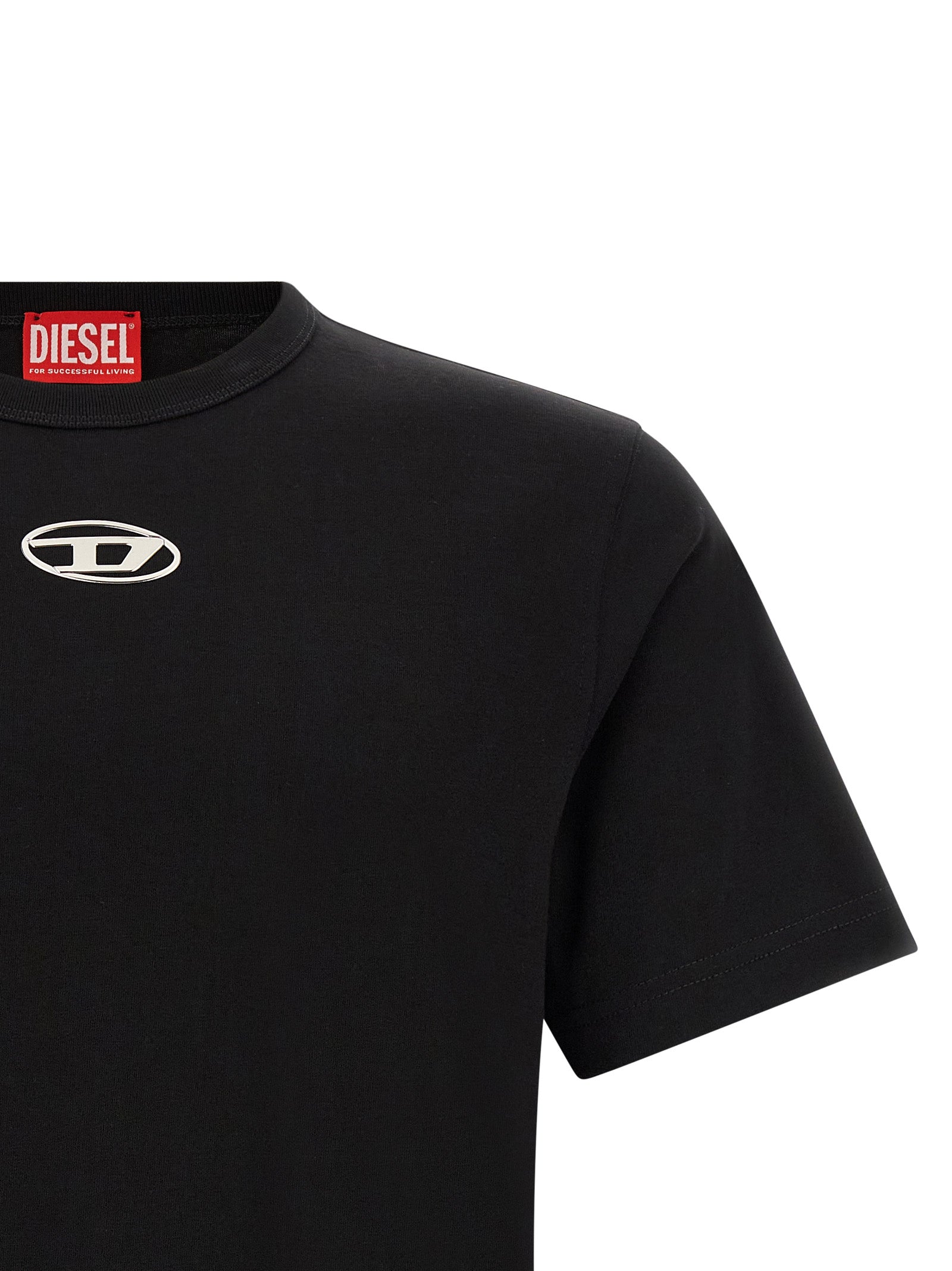 T-Shirt by Diesel for men in cotton black features a plush silhouette, showcasing a sophisticated crew neckline and for a truly plush finish.