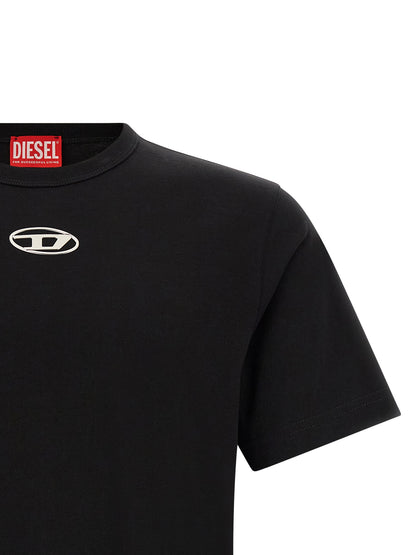 T-Shirt by Diesel for men in cotton black features a plush silhouette, showcasing a sophisticated crew neckline and for a truly plush finish.