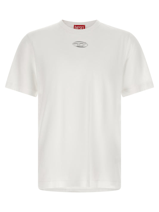 T-Shirt by Diesel for men in cotton white showcases a dramatic silhouette, elegantly detailed with a dramatic crew neckline and short-sleeve for a truly dramatic finish.