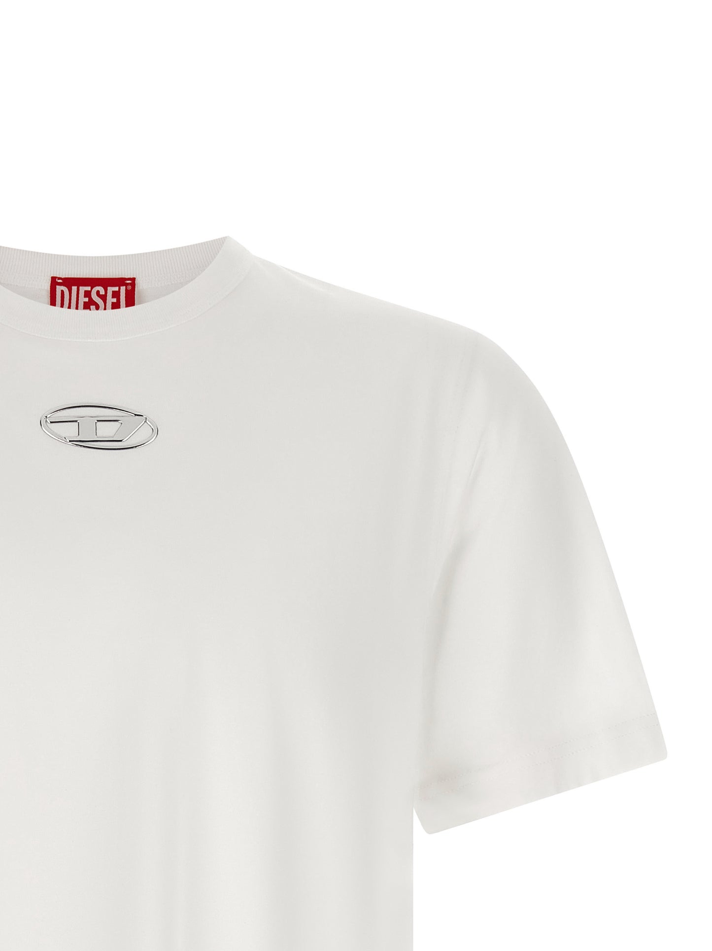 T-Shirt by Diesel for men in cotton white features a plush silhouette, showcasing a sophisticated crew neckline and for a truly plush finish.