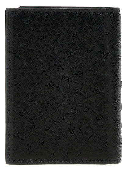 Cardholder Card Case by Valentino Garavani for men in ostrich leather black & signature features a refined silhouette, showcasing the elegant lines of the V Logo Ostrich Leather Cardholder Card Case alongside premium card-organization for a refined finish.