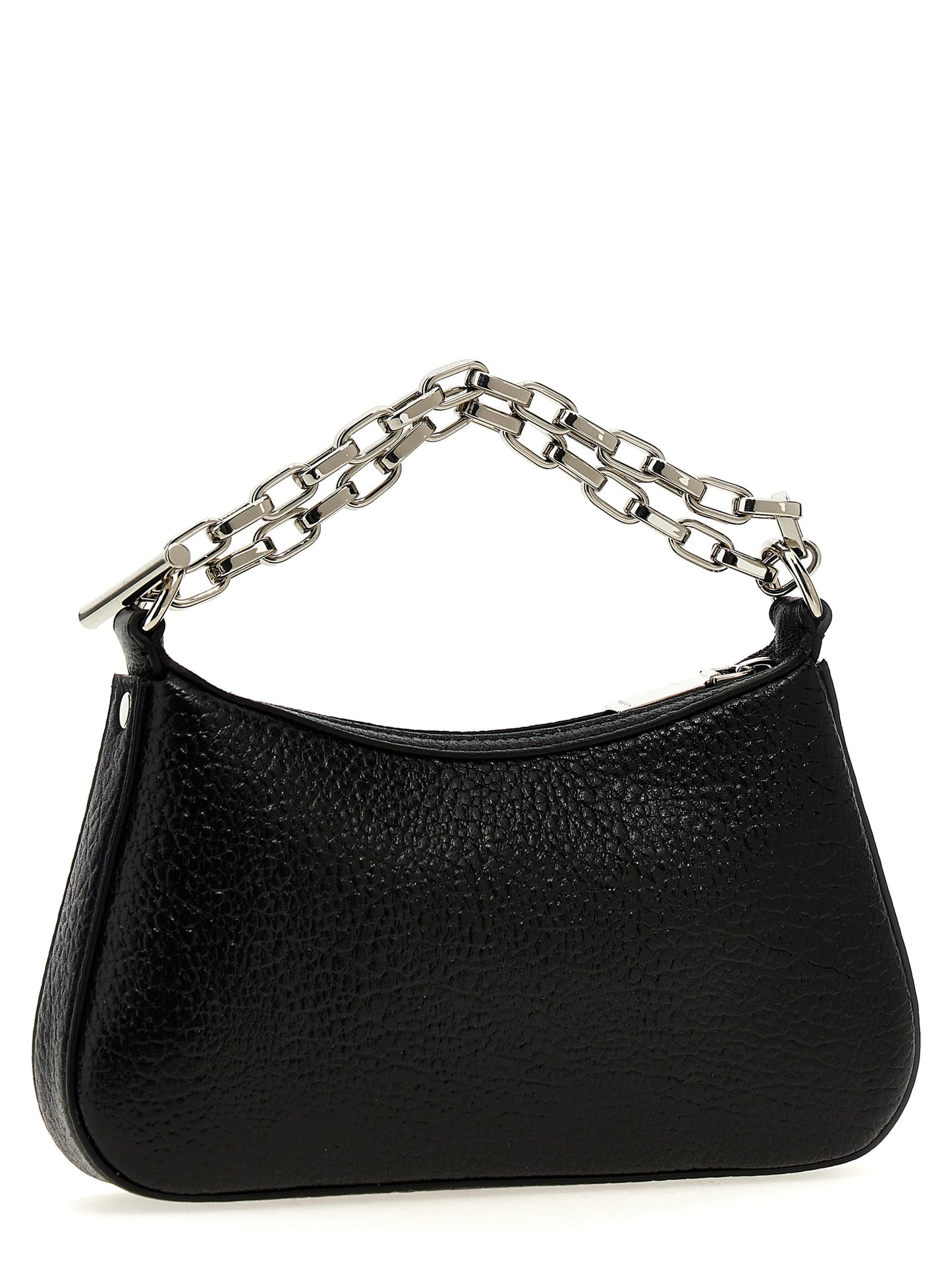Mini Handbag by Alexander McQueen for women in lamb leather black features a signature silhouette, showcasing a secure zipper & hook and signature with versatile handle for a sophisticated look.