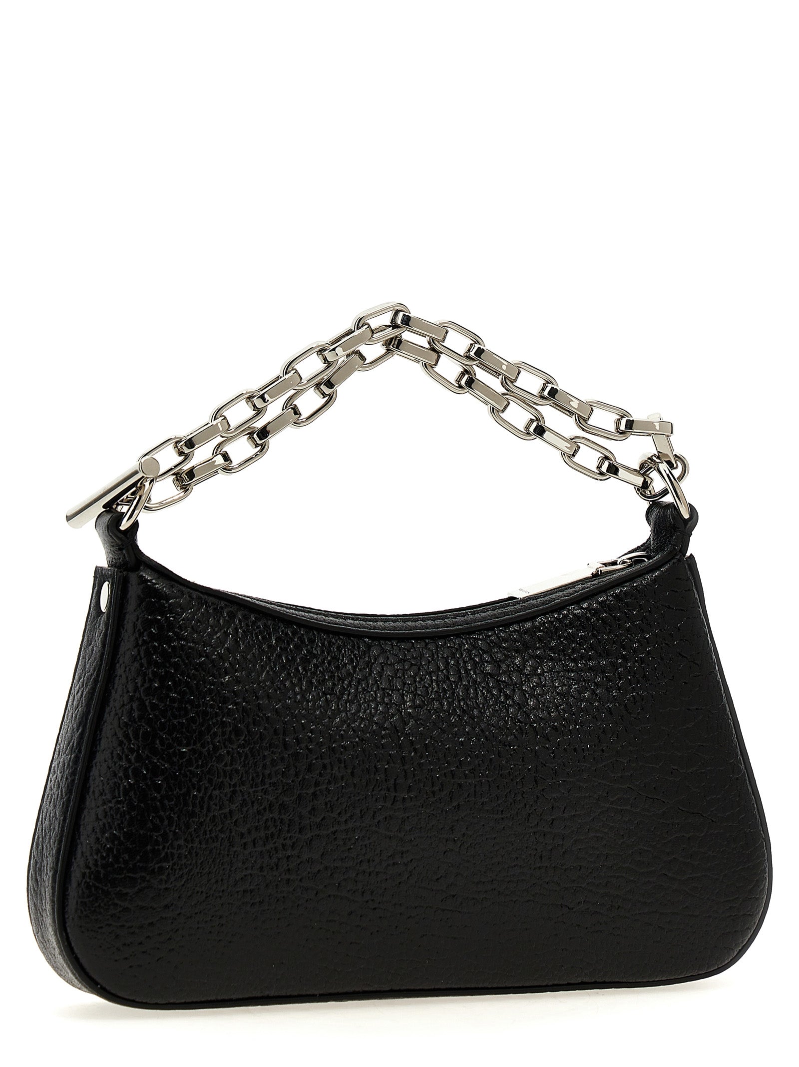 Mini Handbag by Alexander McQueen for women in lamb leather black features a signature silhouette, showcasing a secure zipper & hook and signature with versatile handle for a sophisticated look.