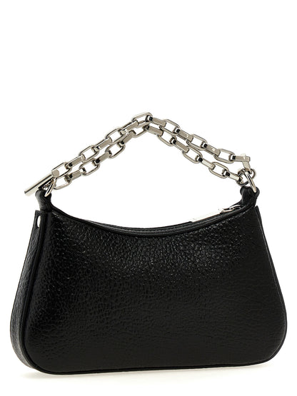 Mini Handbag by Alexander McQueen for women in lamb leather black features a signature silhouette, showcasing a secure zipper & hook and signature with versatile handle for a sophisticated look.