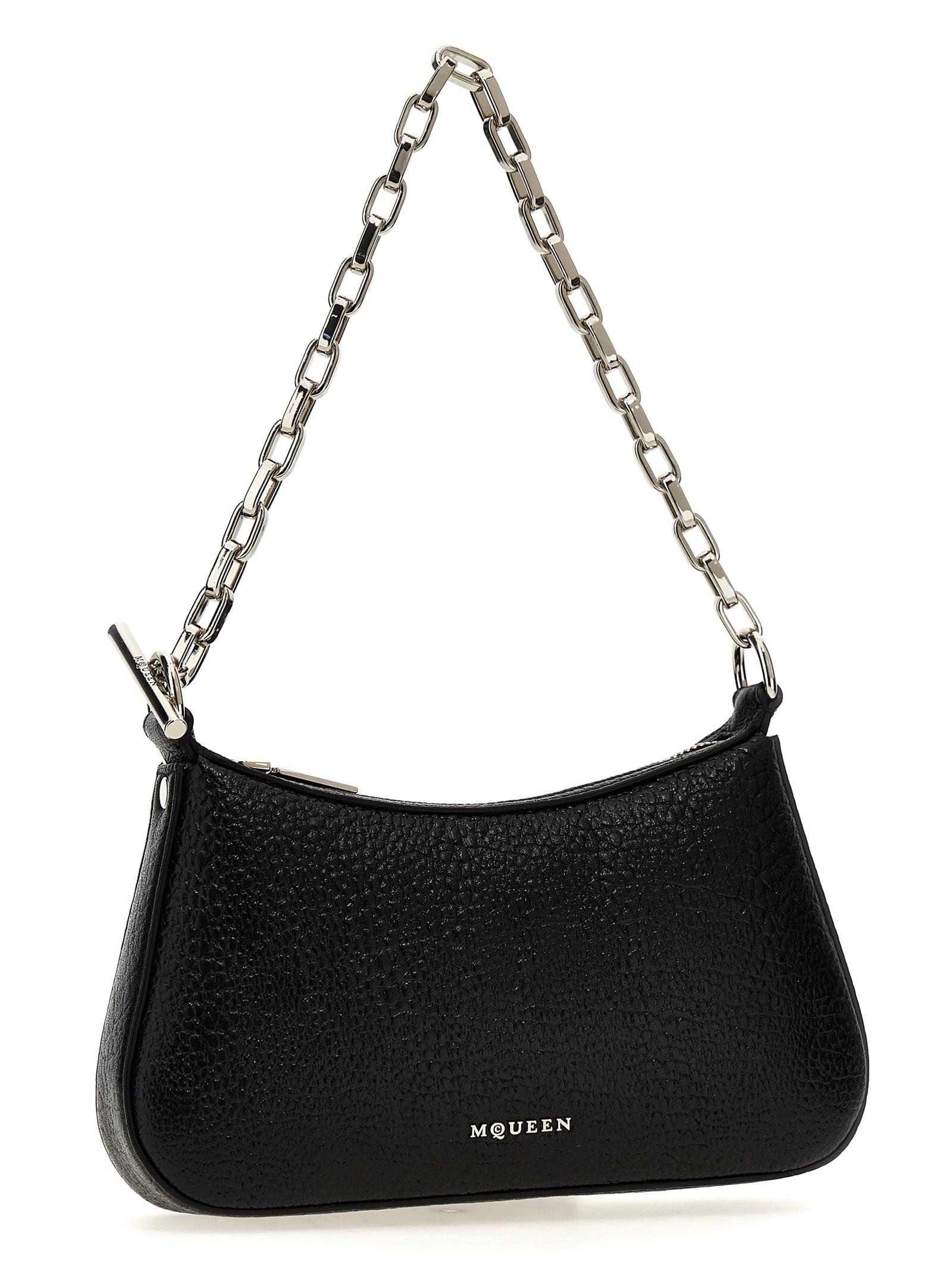 Mini Handbag by Alexander McQueen for women in lamb leather black features a refined silhouette, showcasing a secure zipper & hook, organized , and versatile handle for a refined finish.