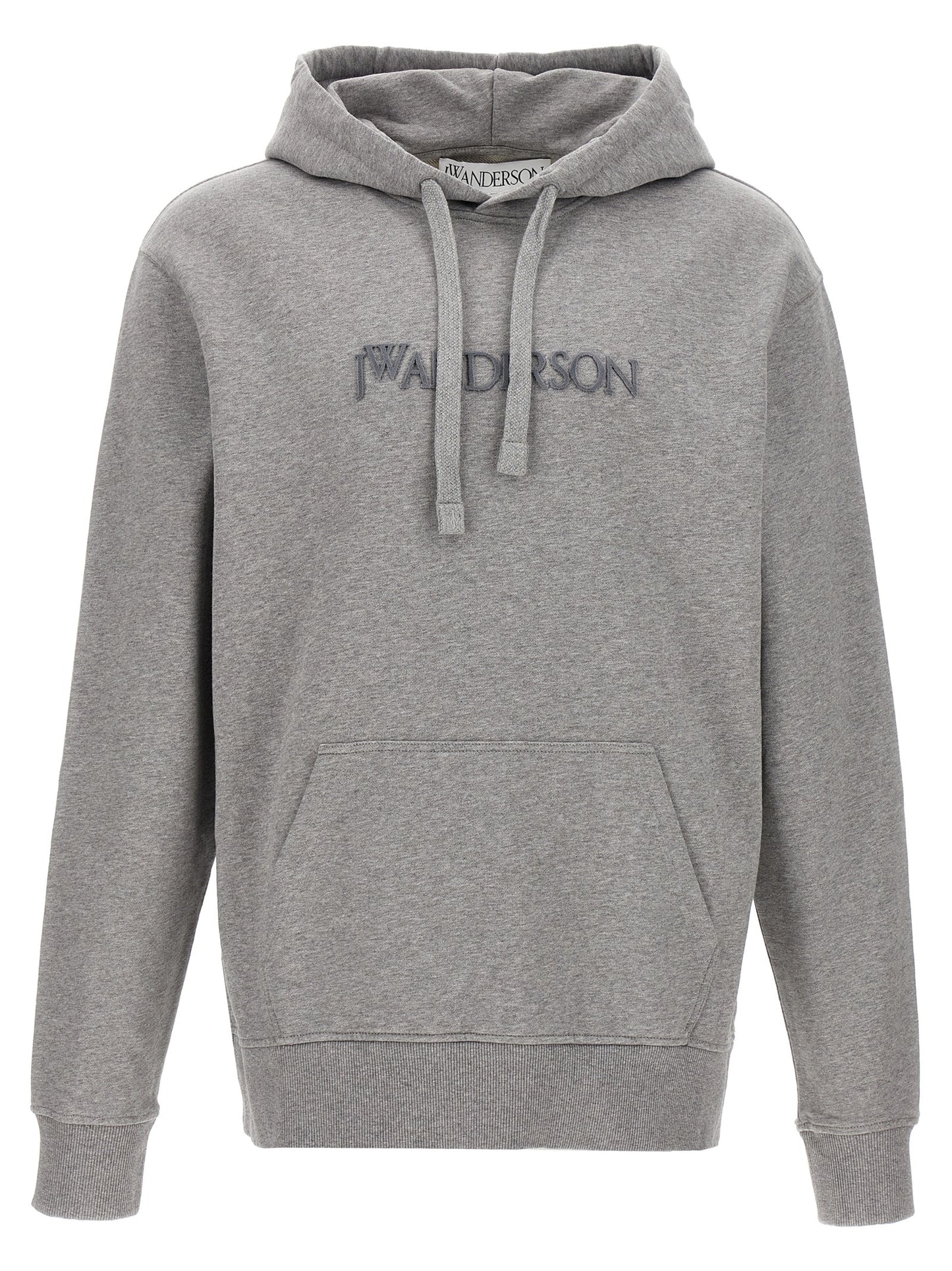 Sweatshirt Hoodie by J.W.Anderson for men in cotton gray features a authentic silhouette, showcasing a sophisticated hooded neckline and authentic long-sleeve detail for a refined finish.