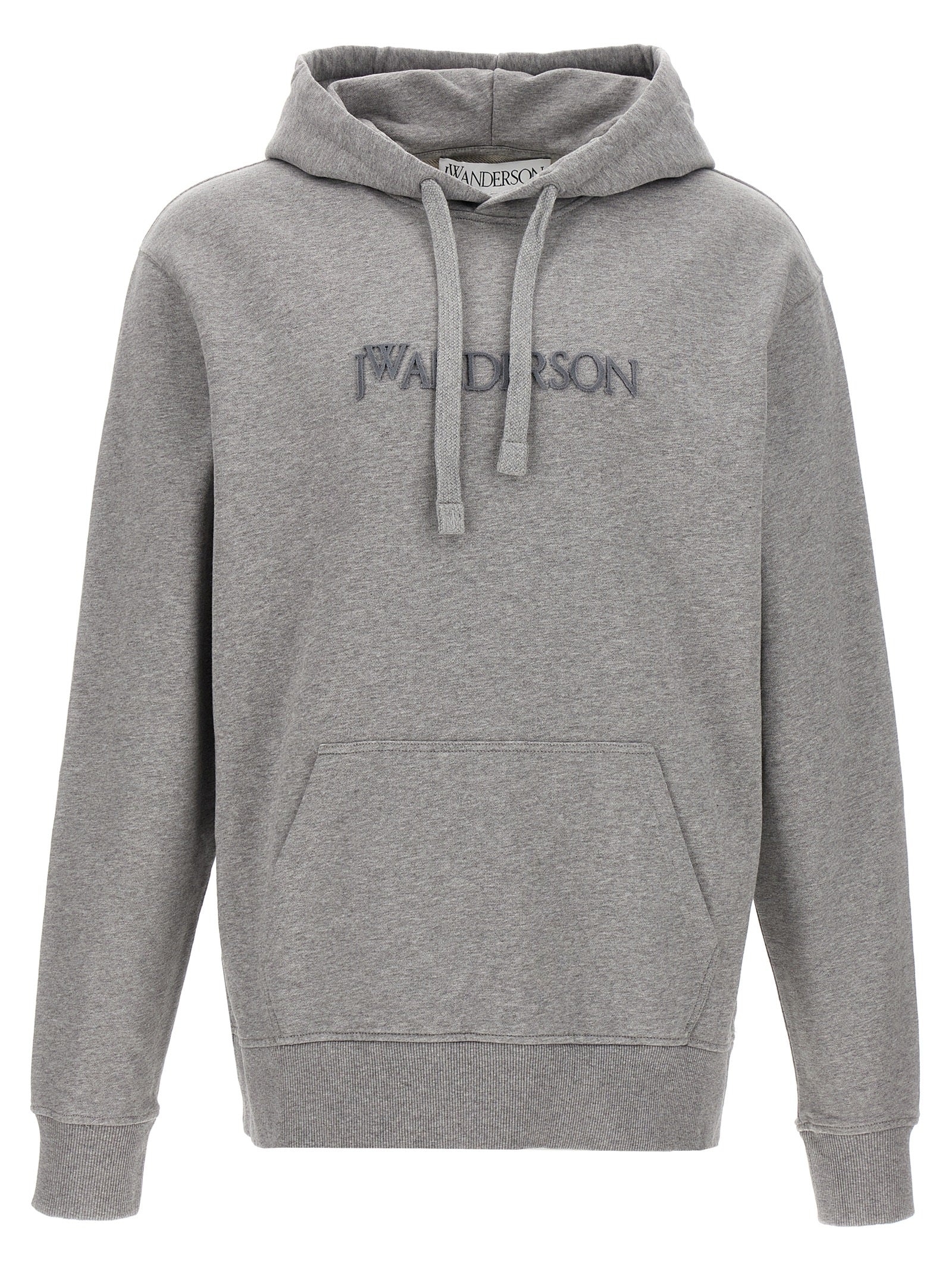 Sweatshirt Hoodie by J.W.Anderson for men in cotton gray features a authentic silhouette, showcasing a sophisticated hooded neckline and authentic long-sleeve detail for a refined finish.