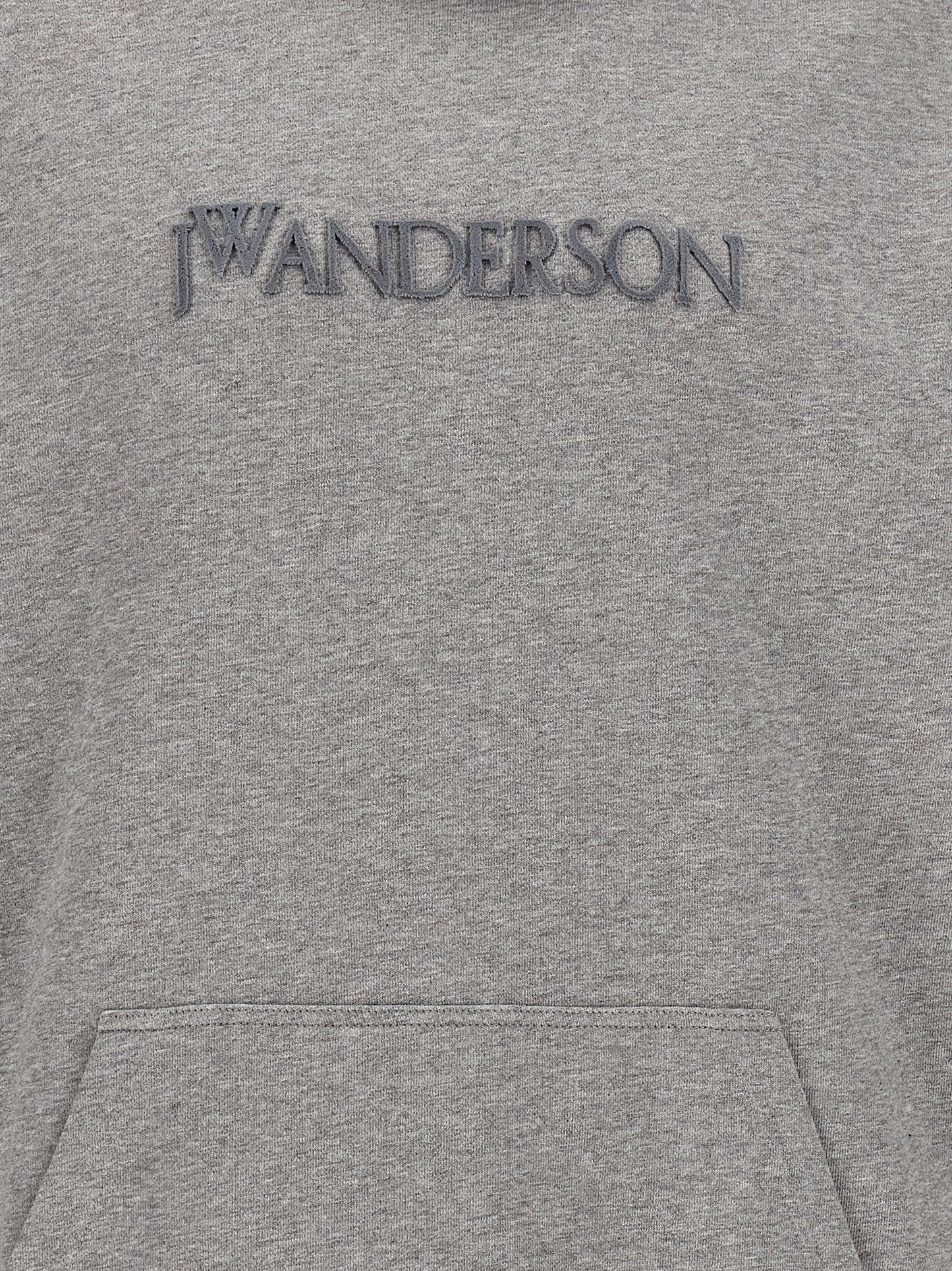 Sweatshirt Hoodie by J.W.Anderson for men in cotton gray features an avant-garde silhouette, showcasing a sophisticated and detail for a truly avant-garde finish.