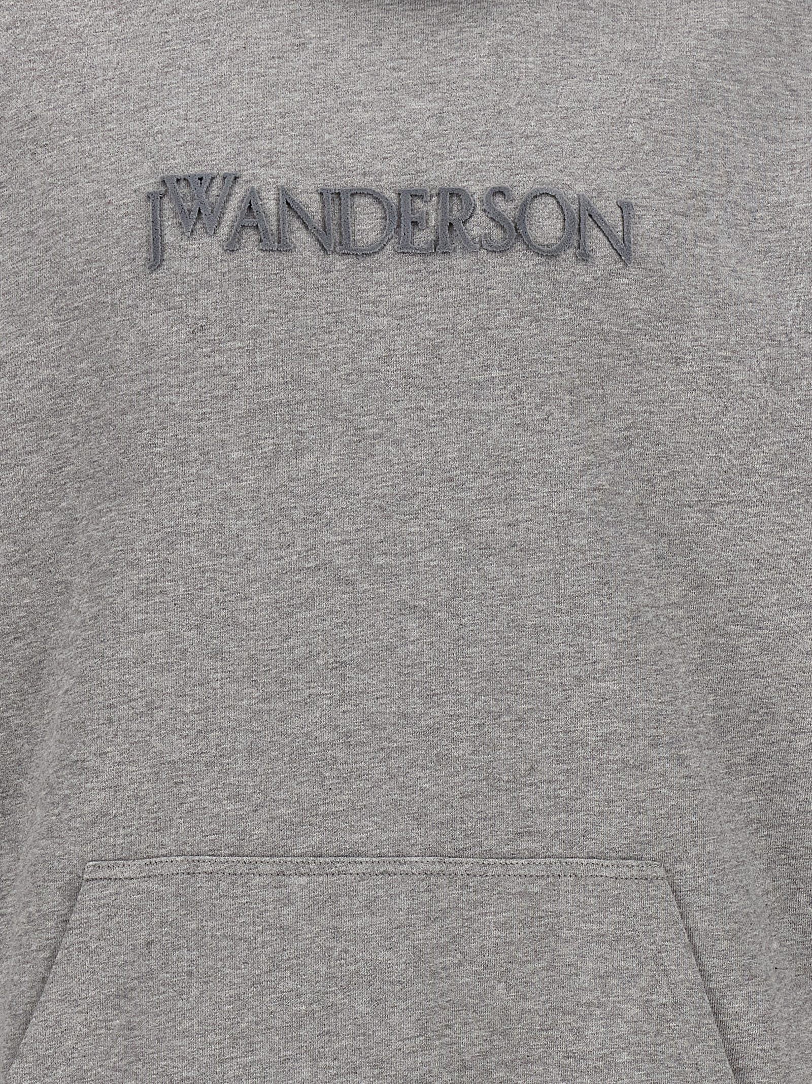 Sweatshirt Hoodie by J.W.Anderson for men in cotton gray features an avant-garde silhouette, showcasing a sophisticated and detail for a truly avant-garde finish.