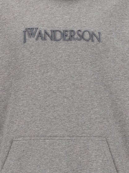 Sweatshirt Hoodie by J.W.Anderson for men in cotton gray features an avant-garde silhouette, showcasing a sophisticated and detail for a truly avant-garde finish.