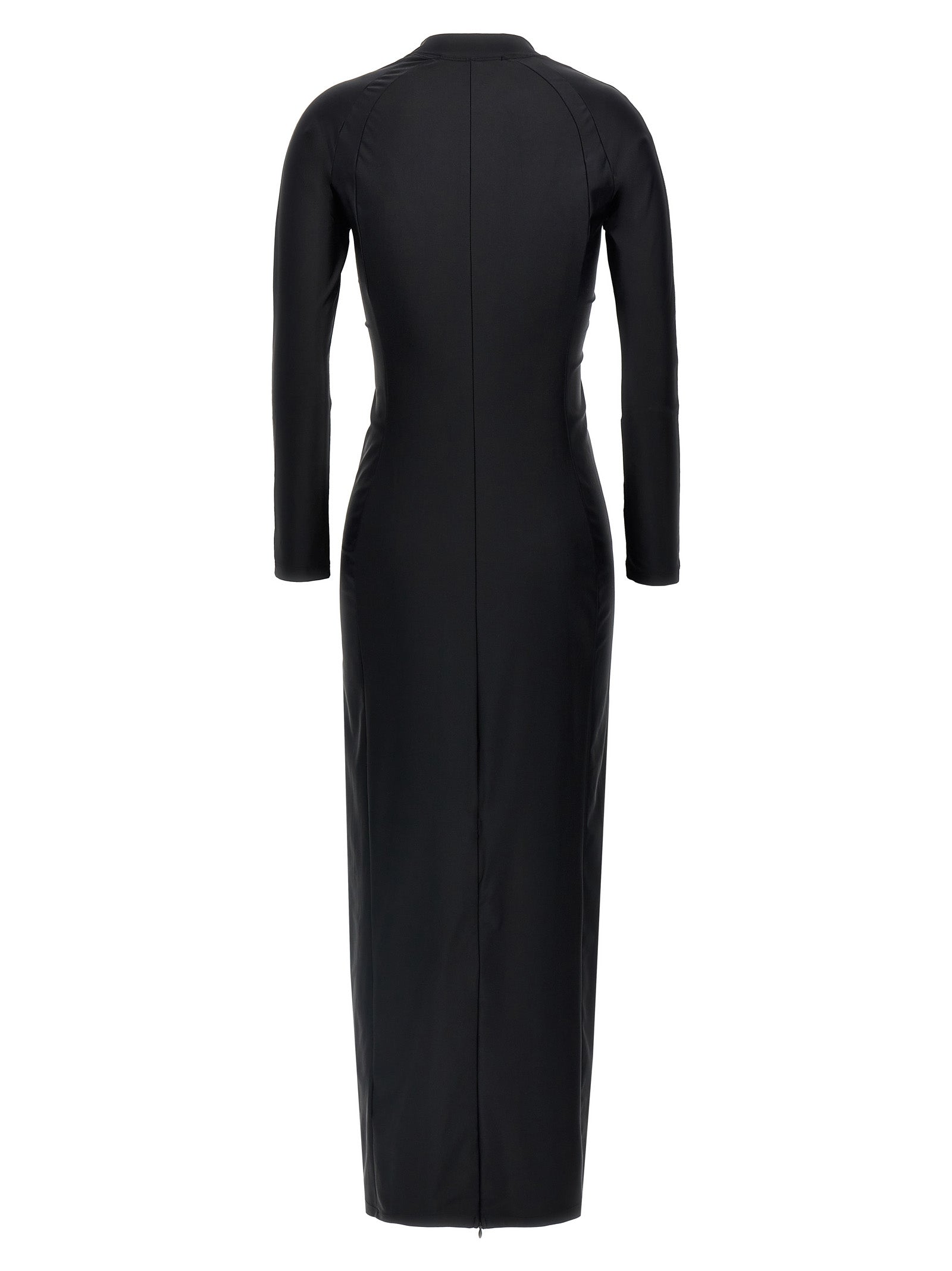 Dress by T BY ALEXANDER WANG for women in stretch nylon black features an sultry silhouette defined by a high-neck neckline and , falling to an sultry midi for a sultry look.