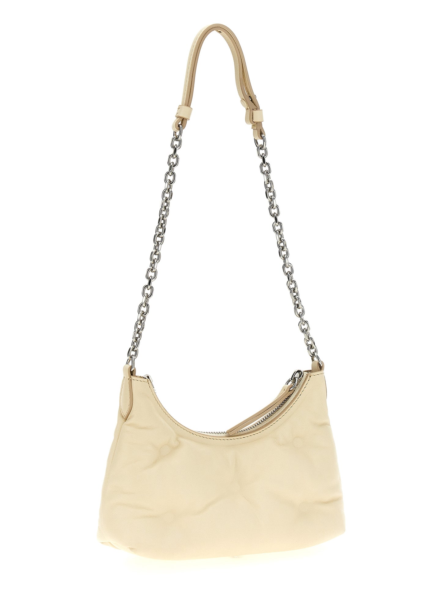 Micro Quilted Shoulder Hobo Bag by Maison Margiela for women in polyester white features a stately silhouette, showcasing a secure zipper, ample , and stately shoulder-strap & handle for a stately finish.