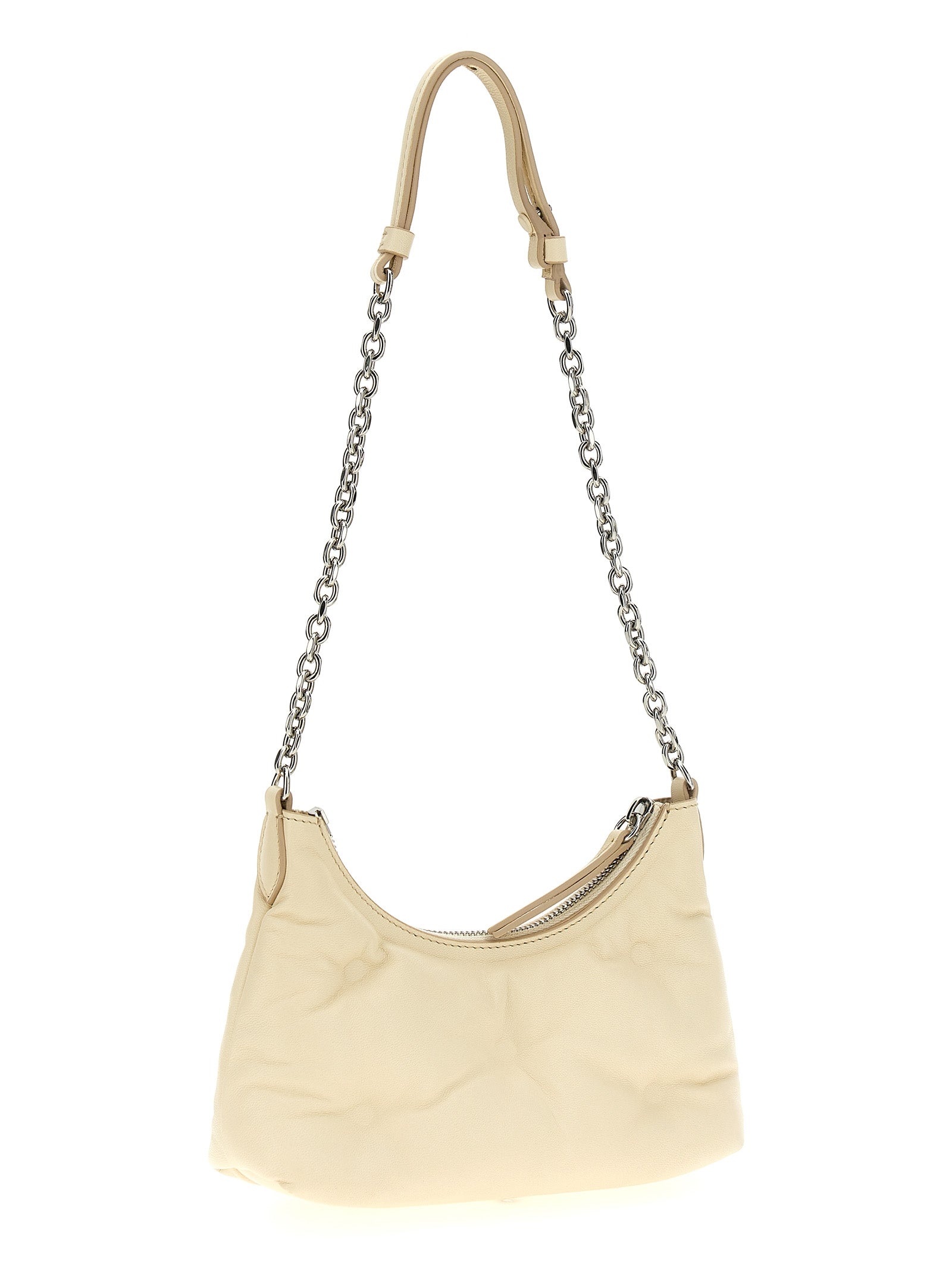 Micro Quilted Shoulder Hobo Bag by Maison Margiela for women in polyester white features a stately silhouette, showcasing a secure zipper, ample , and stately shoulder-strap & handle for a stately finish.