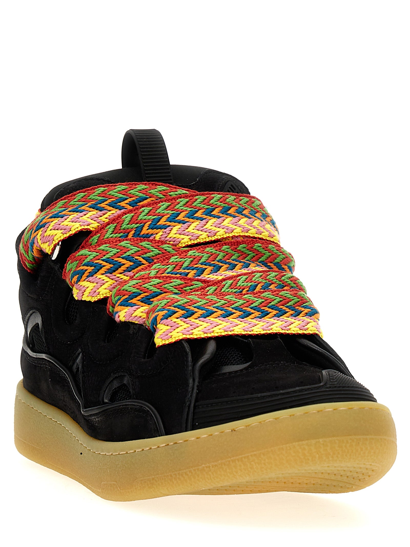Sneakers by Lanvin for men in calfskin leather & plush polyester black & herringbone features an versatile design from the The Blend Men's Chunky Calfskin Leather & Plush Polyester Sneakers collection, highlighting a versatile chunky style for a premium, high-fashion look.