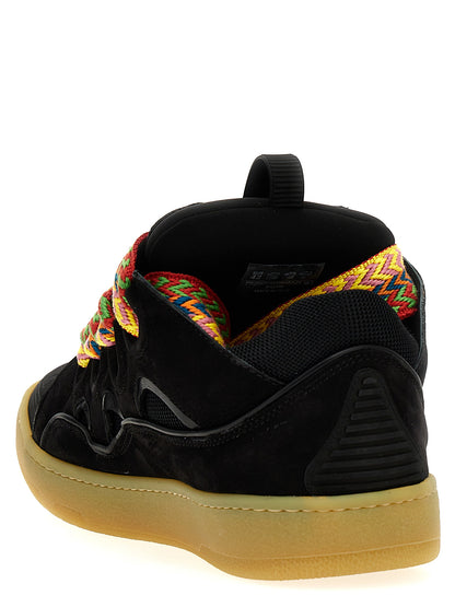 Sneakers by Lanvin for men in calfskin leather & plush polyester black & herringbone features a chic design, perfectly showcasing the chic chunky style of this The Blend Men's Chunky Calfskin Leather & Plush Polyester Sneakers.