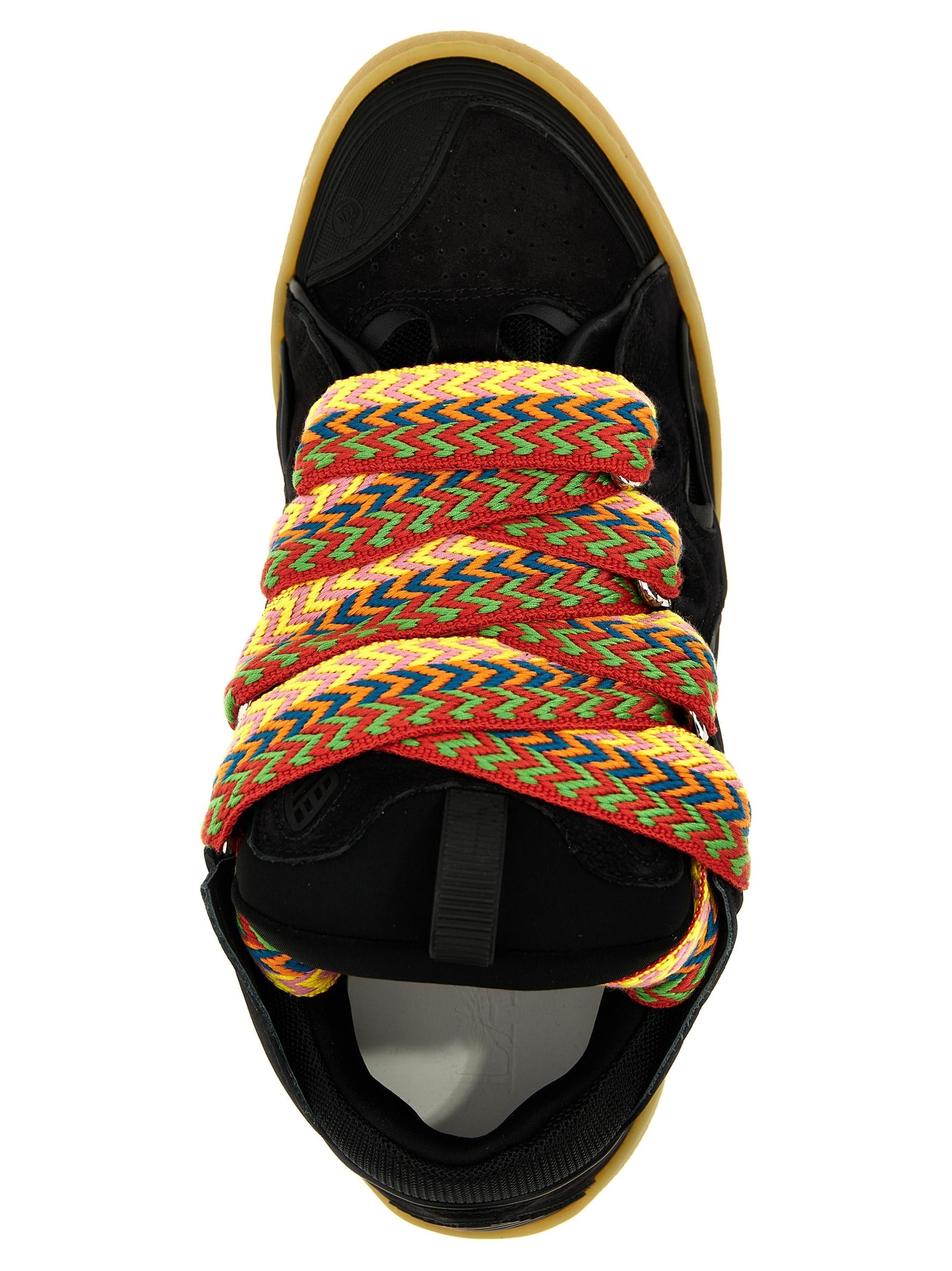 Sneakers by Lanvin for men in calfskin leather & plush polyester black & herringbone presents a impeccable silhouette as The Blend Men's Chunky Calfskin Leather & Plush Polyester Sneakers, expertly defined by a impeccable chunky style for a impeccable, high-fashion look.