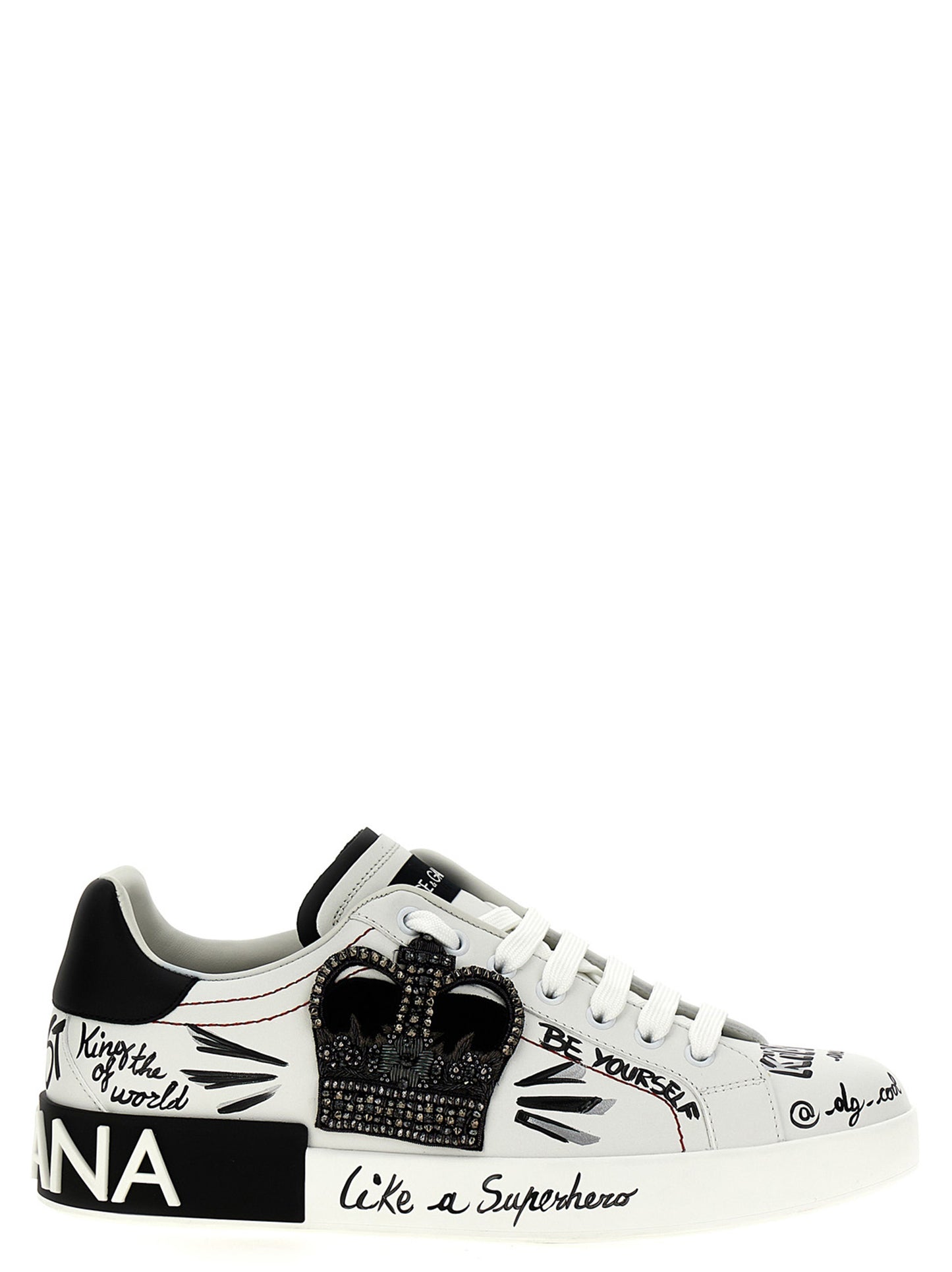 Sneakers by Dolce & Gabbana for men in calfskin leather bicolour, black & white presents a on trend silhouette from the Men's Fashion Calfskin Leather Sneakers collection, showcasing a on trend fashion style for an elevated aesthetic.