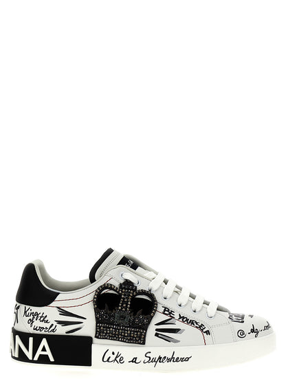 Sneakers by Dolce & Gabbana for men in calfskin leather bicolour, black & white presents a on trend silhouette from the Men's Fashion Calfskin Leather Sneakers collection, showcasing a on trend fashion style for an elevated aesthetic.