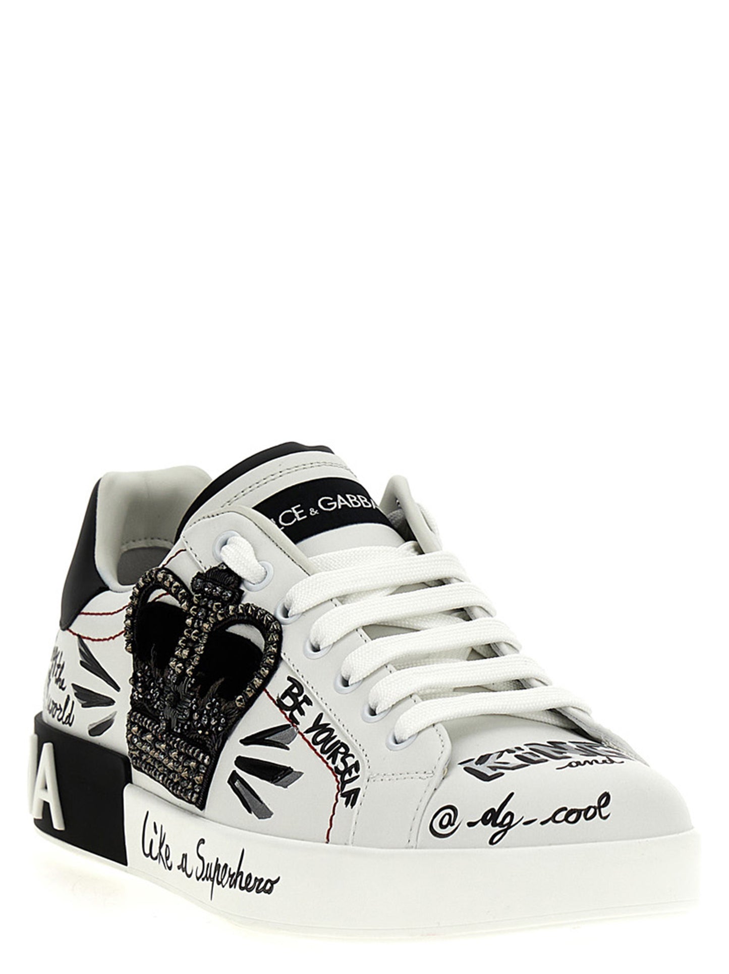 Sneakers by Dolce & Gabbana for men in calfskin leather bicolour, black & white features an fashionable silhouette, showcasing the premium Men's Fashion Calfskin Leather Sneakers in a fashionable fashion style that offers a fashionable finish for refined style.
