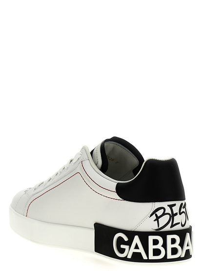 Sneakers by Dolce & Gabbana for men in calfskin leather bicolour, black & white features an timeless silhouette from the Men's Fashion Calfskin Leather Sneakers collection, showcasing a signature fashion style with an timeless finish.