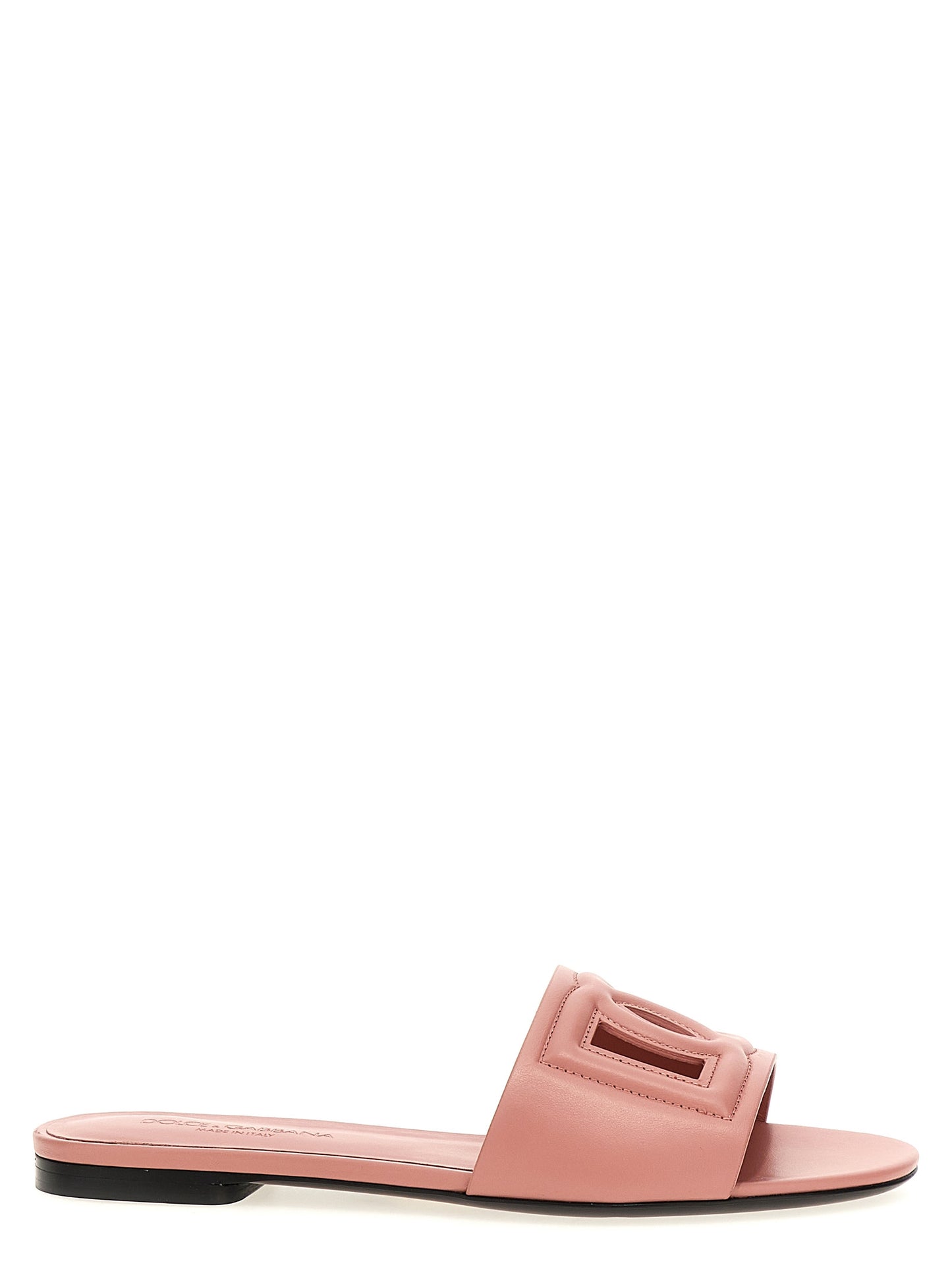 Dolce & Gabbana Women's Calfskin Leather Sliders Flat Shoes - Multicolor Pink