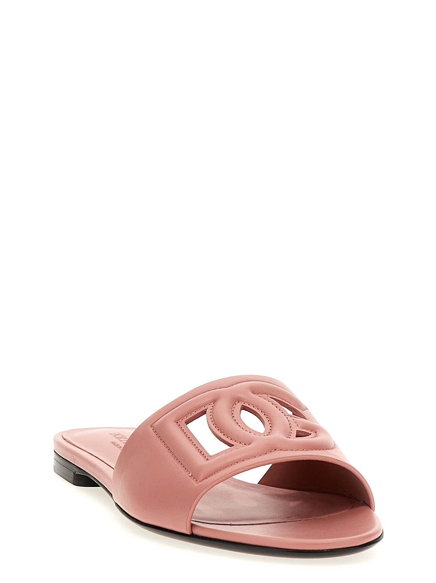 Dolce & Gabbana Women's Calfskin Leather Sliders Flat Shoes - Multicolor Pink