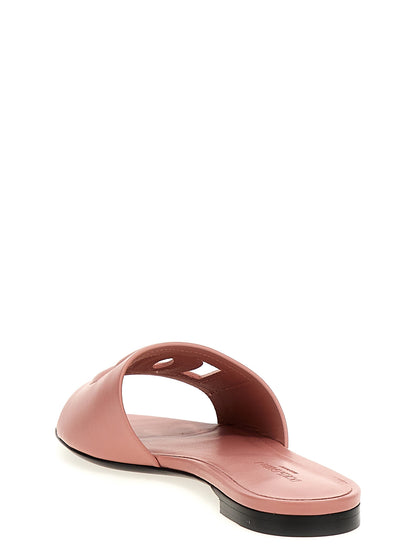 Dolce & Gabbana Women's Calfskin Leather Sliders Flat Shoes - Multicolor Pink