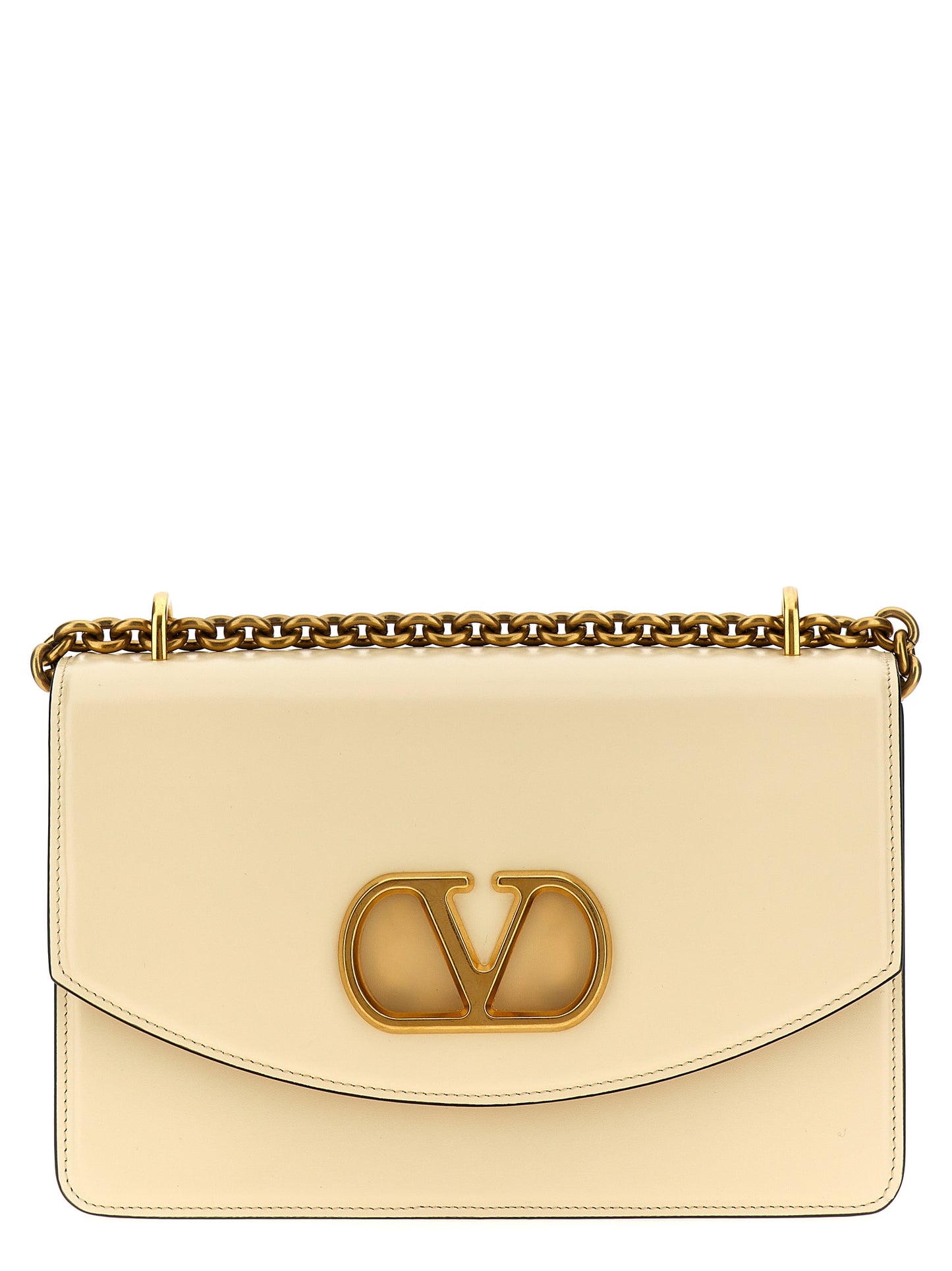 2-in-1 Shoulder & Crossbody Flap Bag by Valentino Garavani for women in bos taurus nappa & suede calf leather white & signature showcases a enviable silhouette, artfully detailed with a secure flap & magnetic, organized , and versatile crossbody-strap & shoulder-strap for a enviable look.