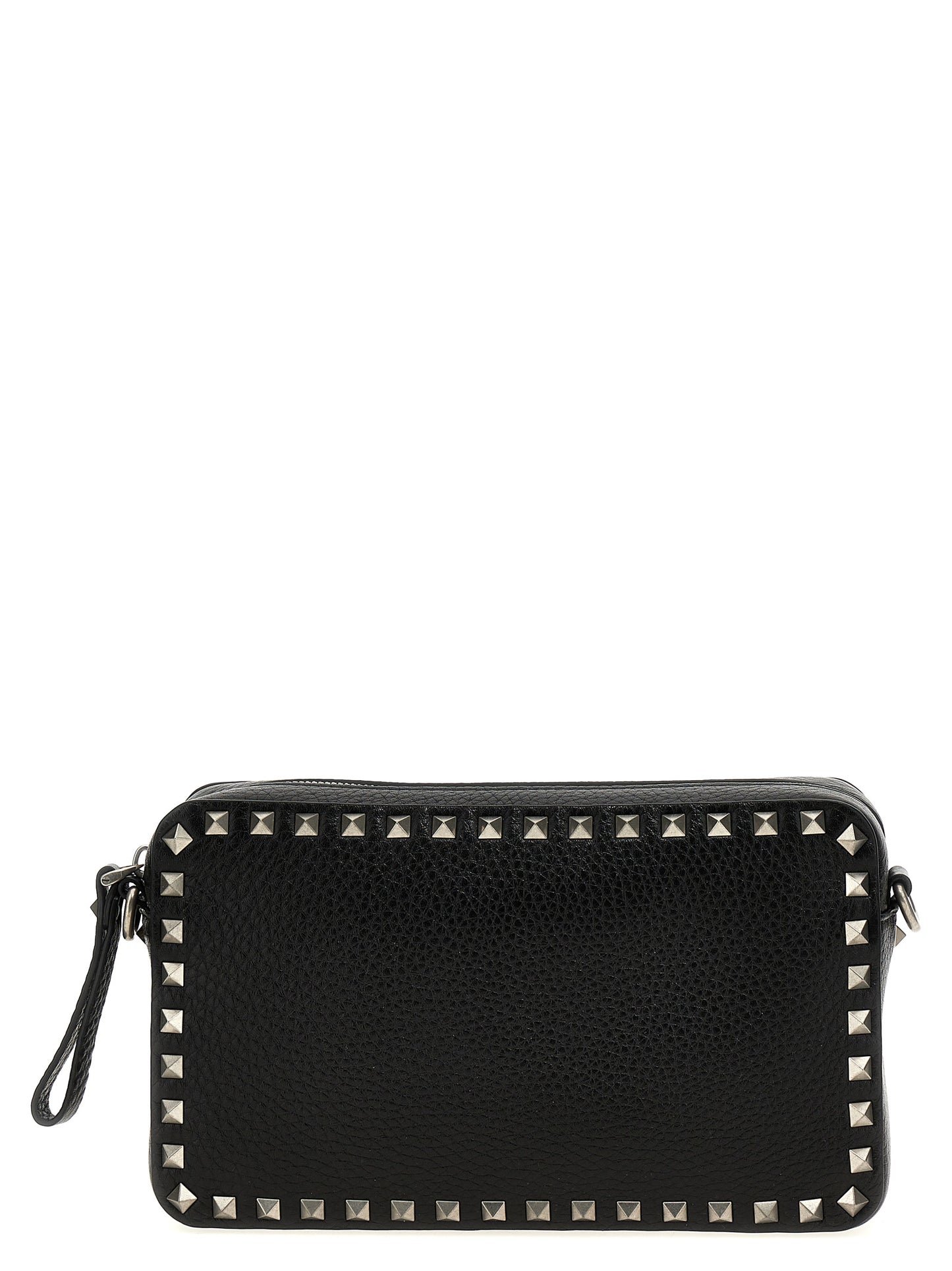 Crossbody Messenger Bag by Valentino Garavani for men in calfskin leather black features a artisanal Rockstud Calfskin Leather Crossbody Messenger Bag design with a secure zipper, ample , and versatile crossbody-strap, shoulder-strap & adjustable-strap for a artisanal finish.