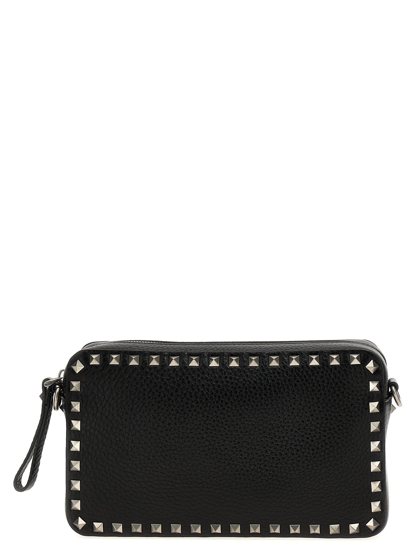 Crossbody Messenger Bag by Valentino Garavani for men in calfskin leather black features a artisanal Rockstud Calfskin Leather Crossbody Messenger Bag design with a secure zipper, ample , and versatile crossbody-strap, shoulder-strap & adjustable-strap for a artisanal finish.