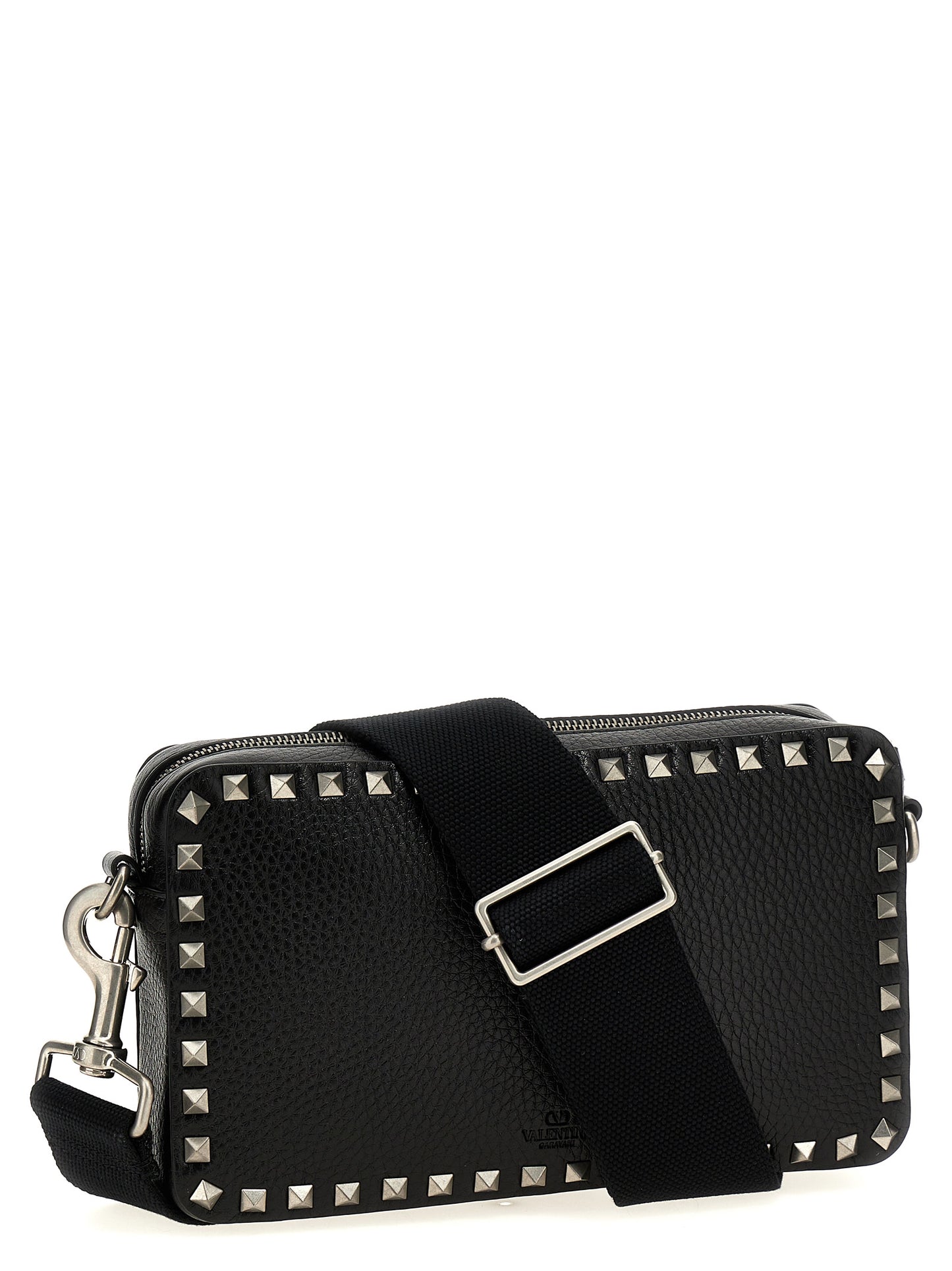 Crossbody Messenger Bag by Valentino Garavani for men in calfskin leather black presents a on trend Rockstud Calfskin Leather Crossbody Messenger Bag design, featuring a secure zipper, ample , and on trend crossbody-strap, shoulder-strap & adjustable-strap for a on trend finish.