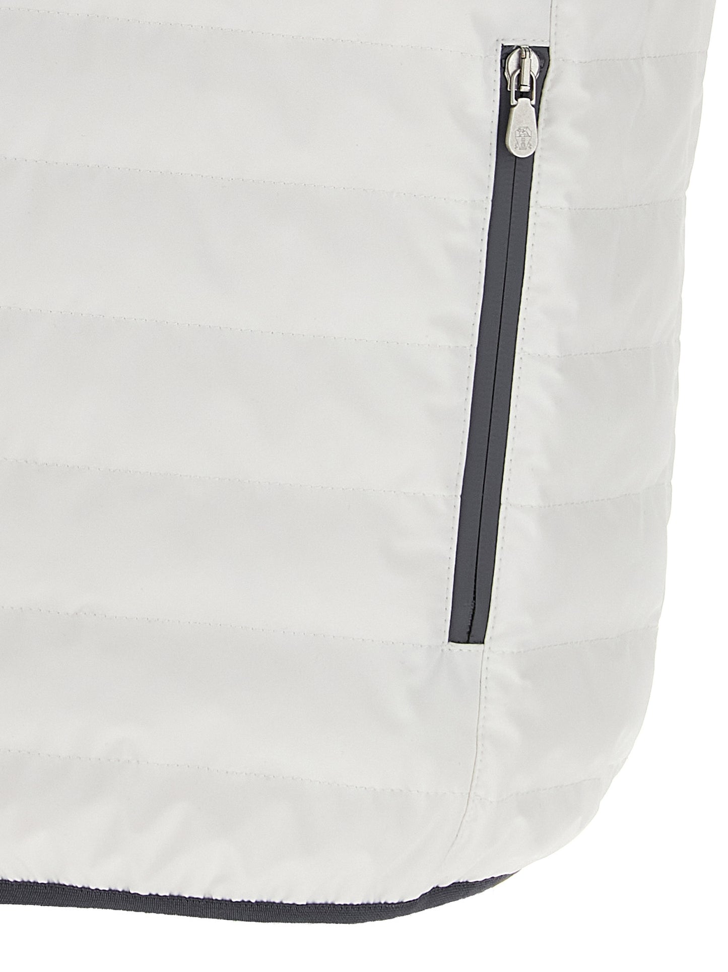 Hooded Vest by Brunello Cucinelli for men in polyamide & goose-down white features a stylish silhouette, showcasing distinct pockets, hooded & insulated and a refined for a truly stylish finish.